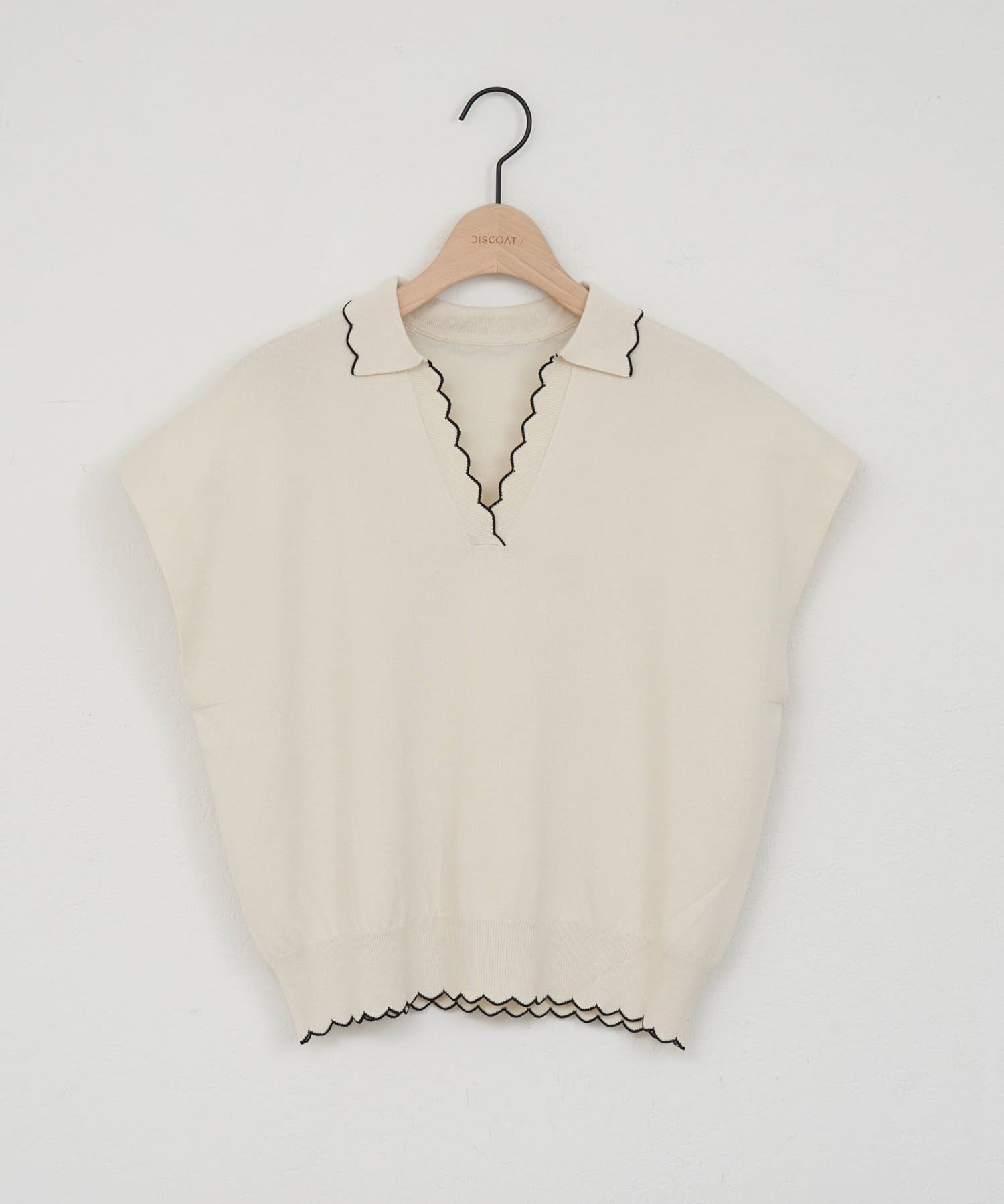 DISCOAT(ディスコート) 【WEB限定】スカラップ配色スキッパーニット