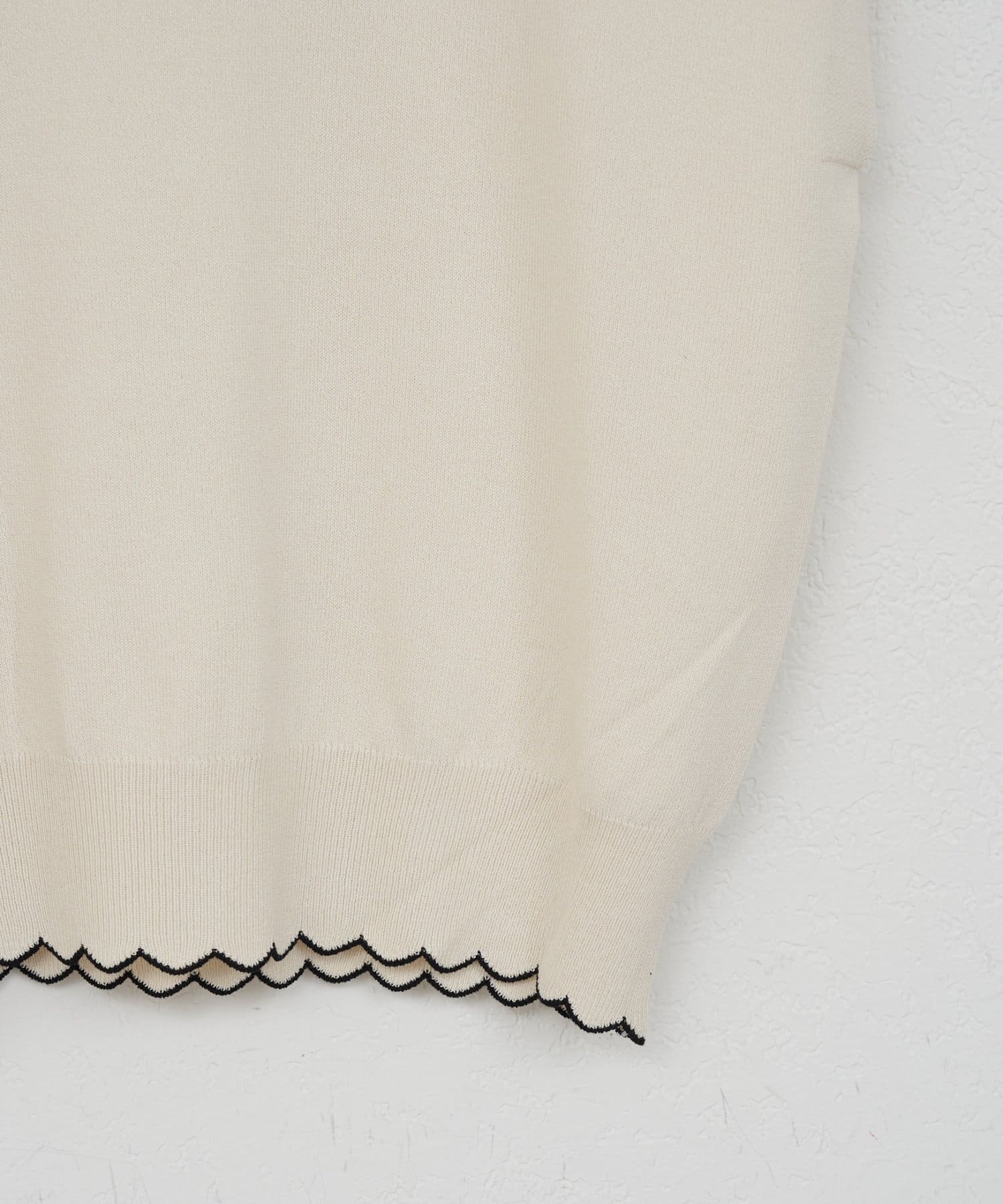 DISCOAT(ディスコート) 【UVカット/遮熱】スカラップ配色スキッパーニット《WEB限定》