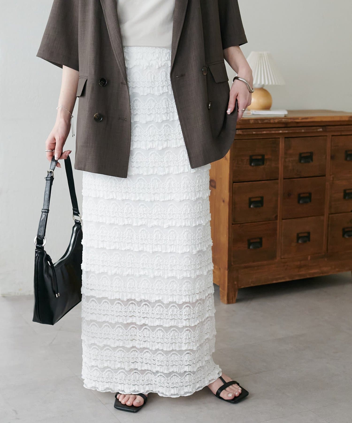 DISCOAT(ディスコート) カットレースナロースカート