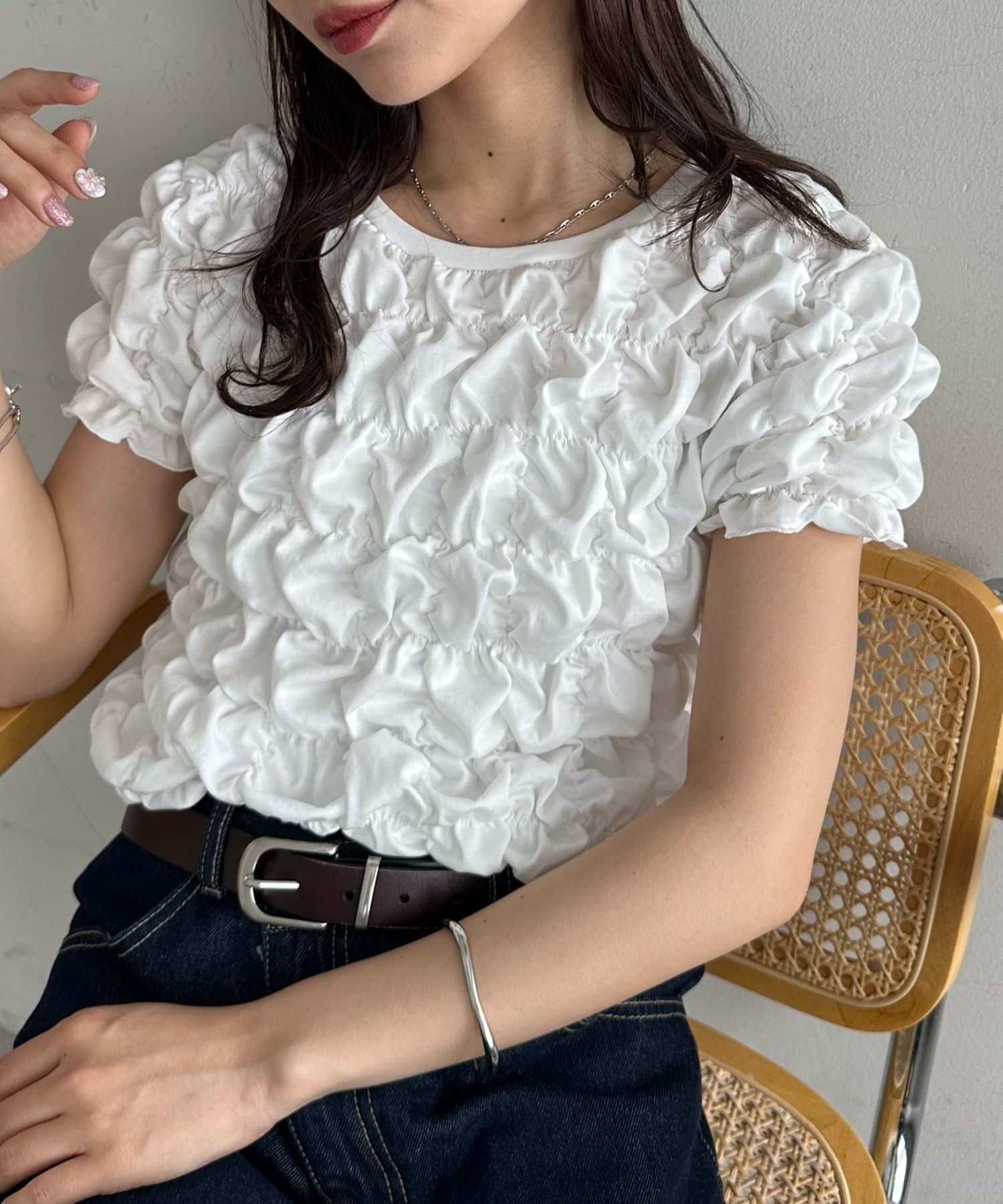 DISCOAT(ディスコート) シャーリング半袖Tシャツ