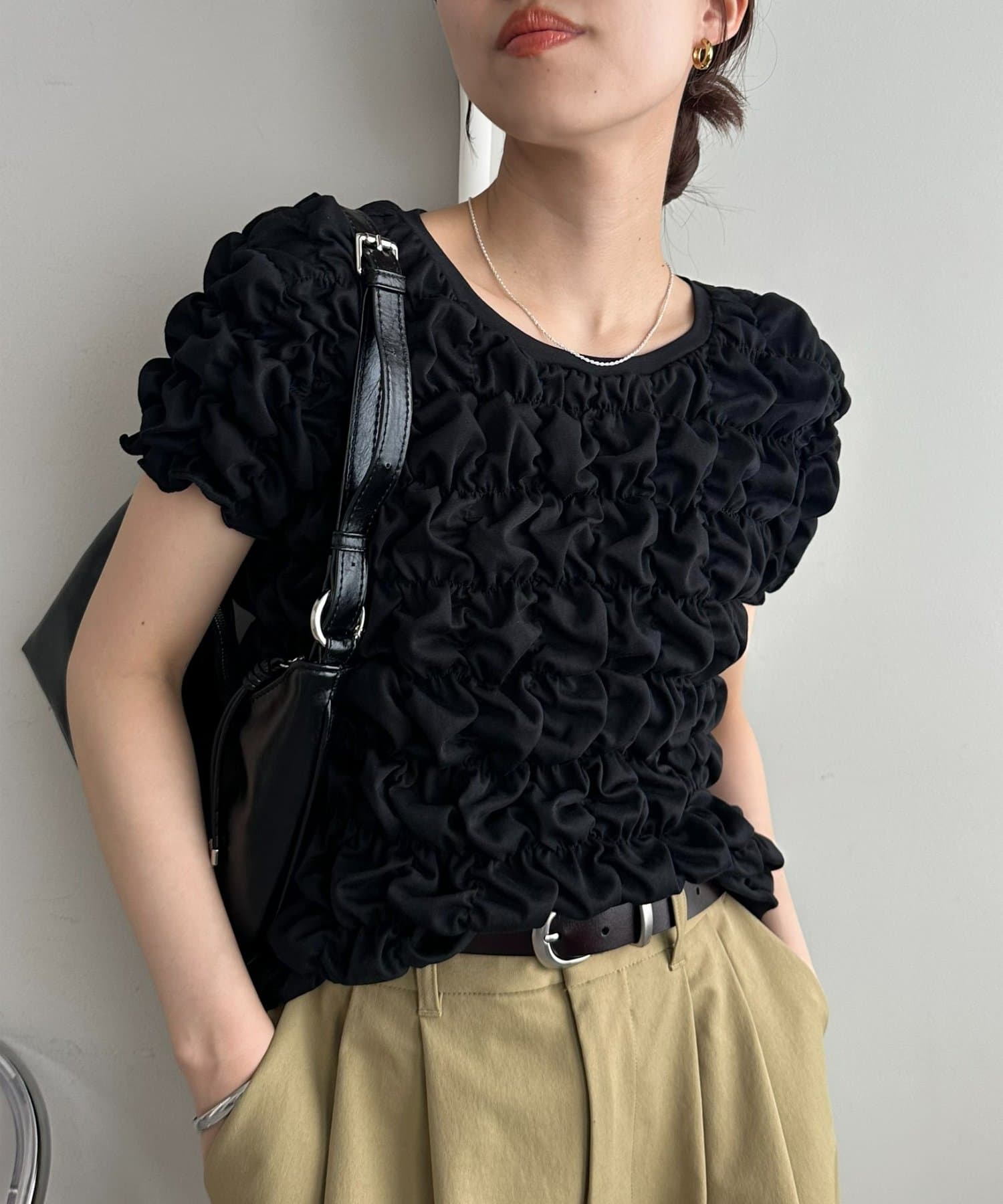 DISCOAT(ディスコート) シャーリング半袖Tシャツ