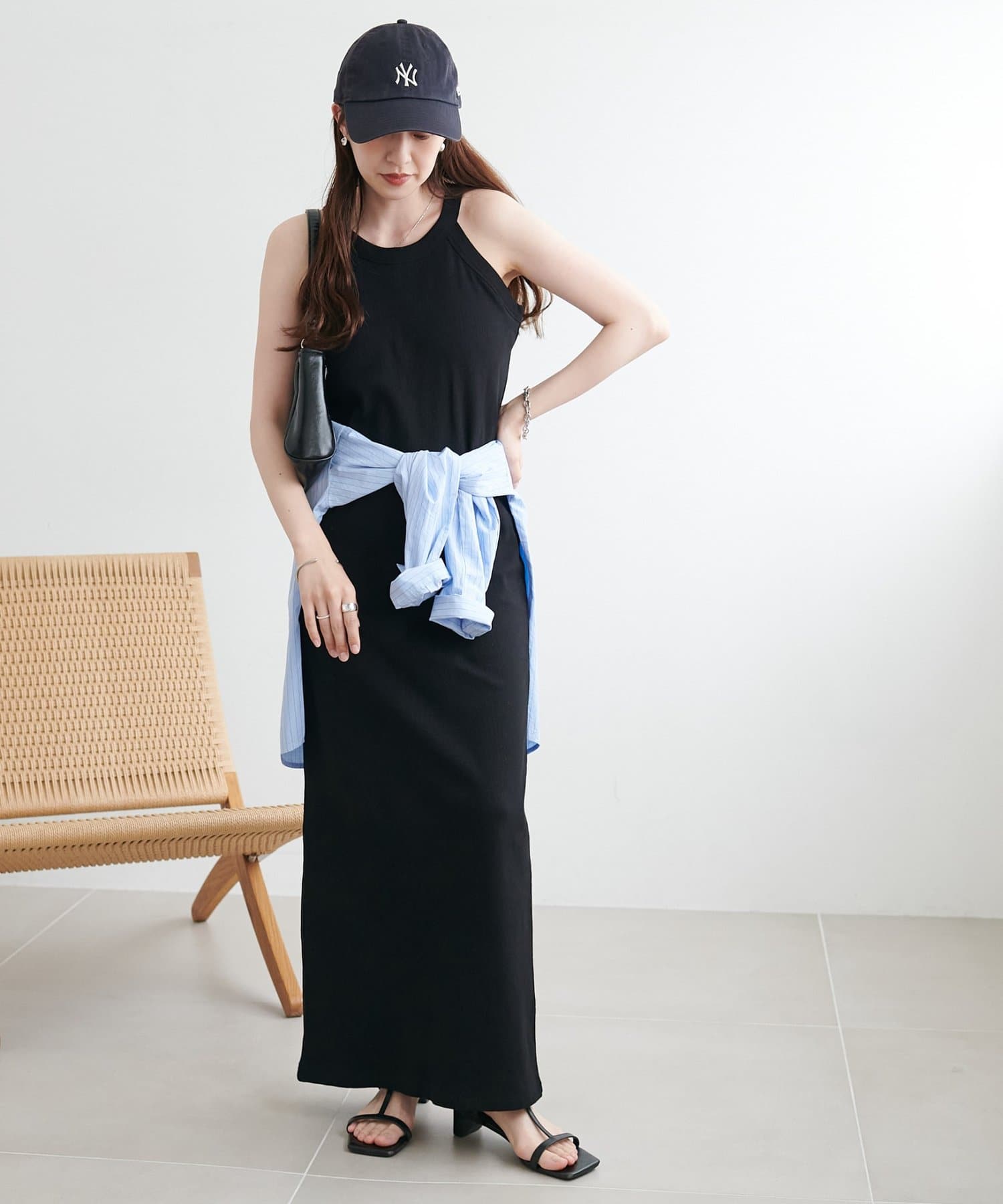 DISCOAT(ディスコート) 【3サイズ展開/快適な着心地&お洒落見え】カップ付アメスリリブワンピース