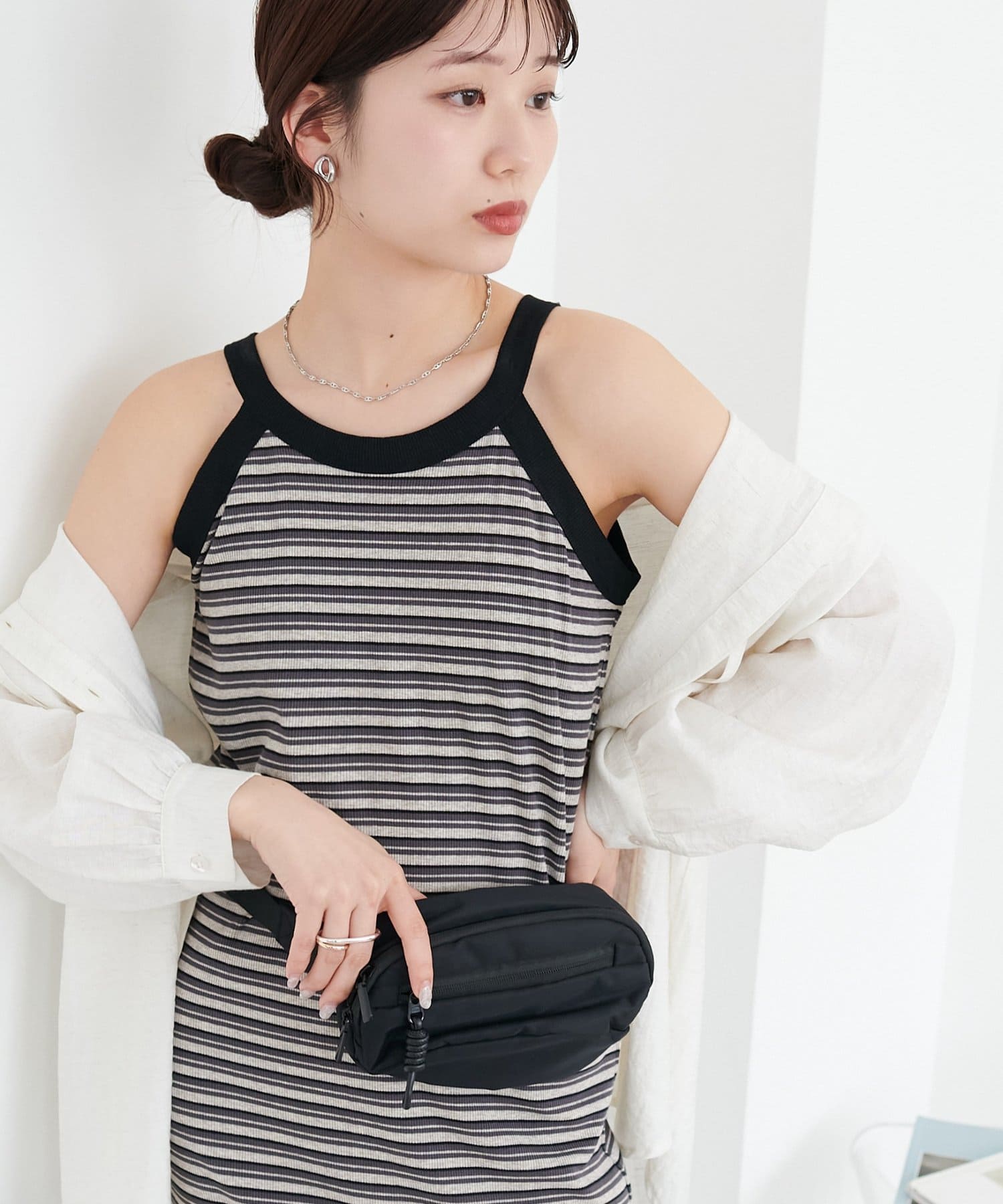 DISCOAT(ディスコート) 【3サイズ展開/快適な着心地&お洒落見え】カップ付アメスリリブワンピース