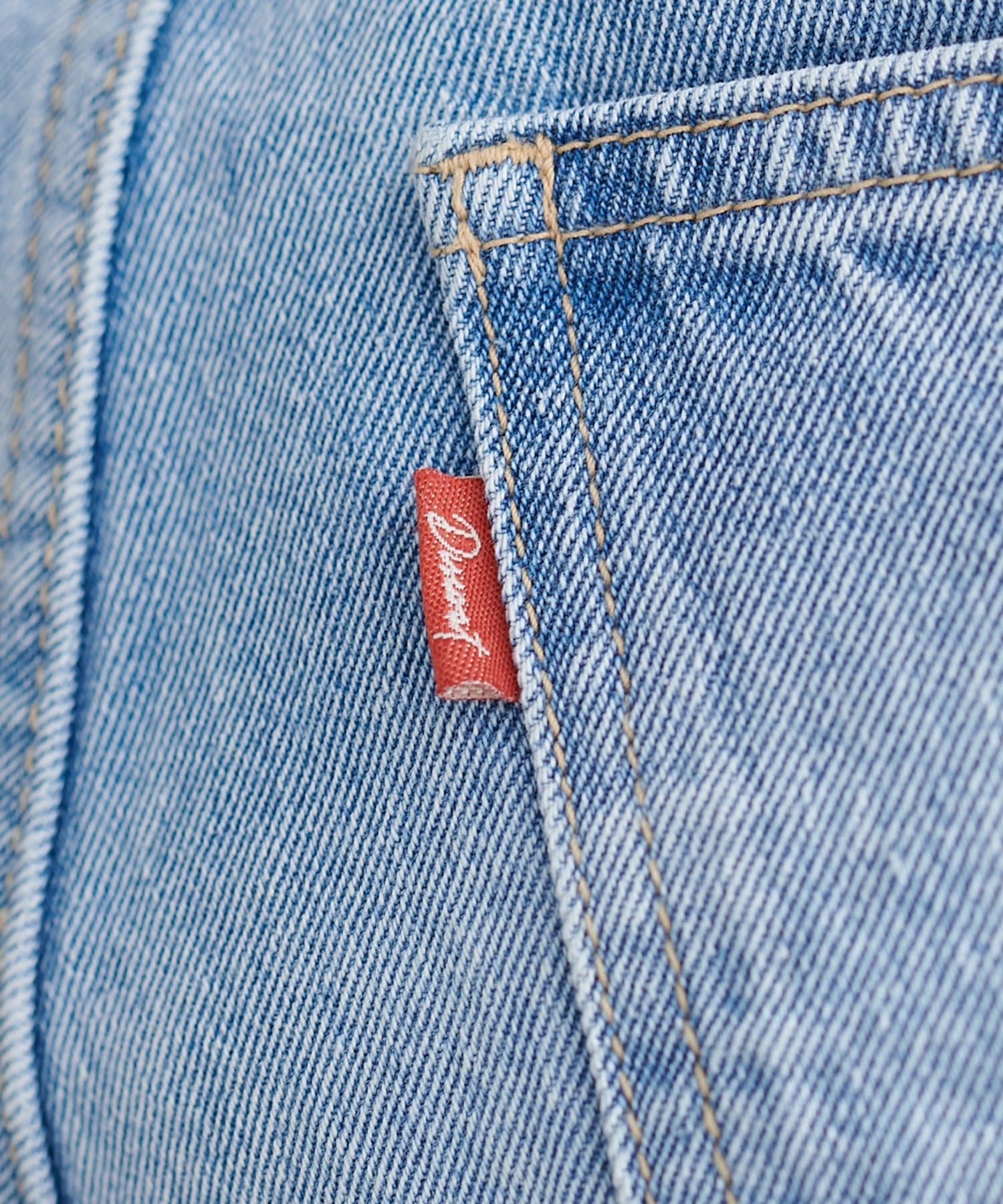 DISCOAT(ディスコート) 【周りと差がつく♪】ライトオンス裾レースデニムストレートパンツ