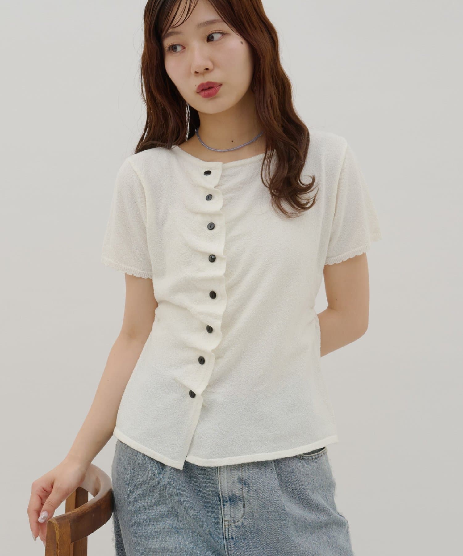 DISCOAT(ディスコート) 【umm.】ドレープ半袖カーディガン