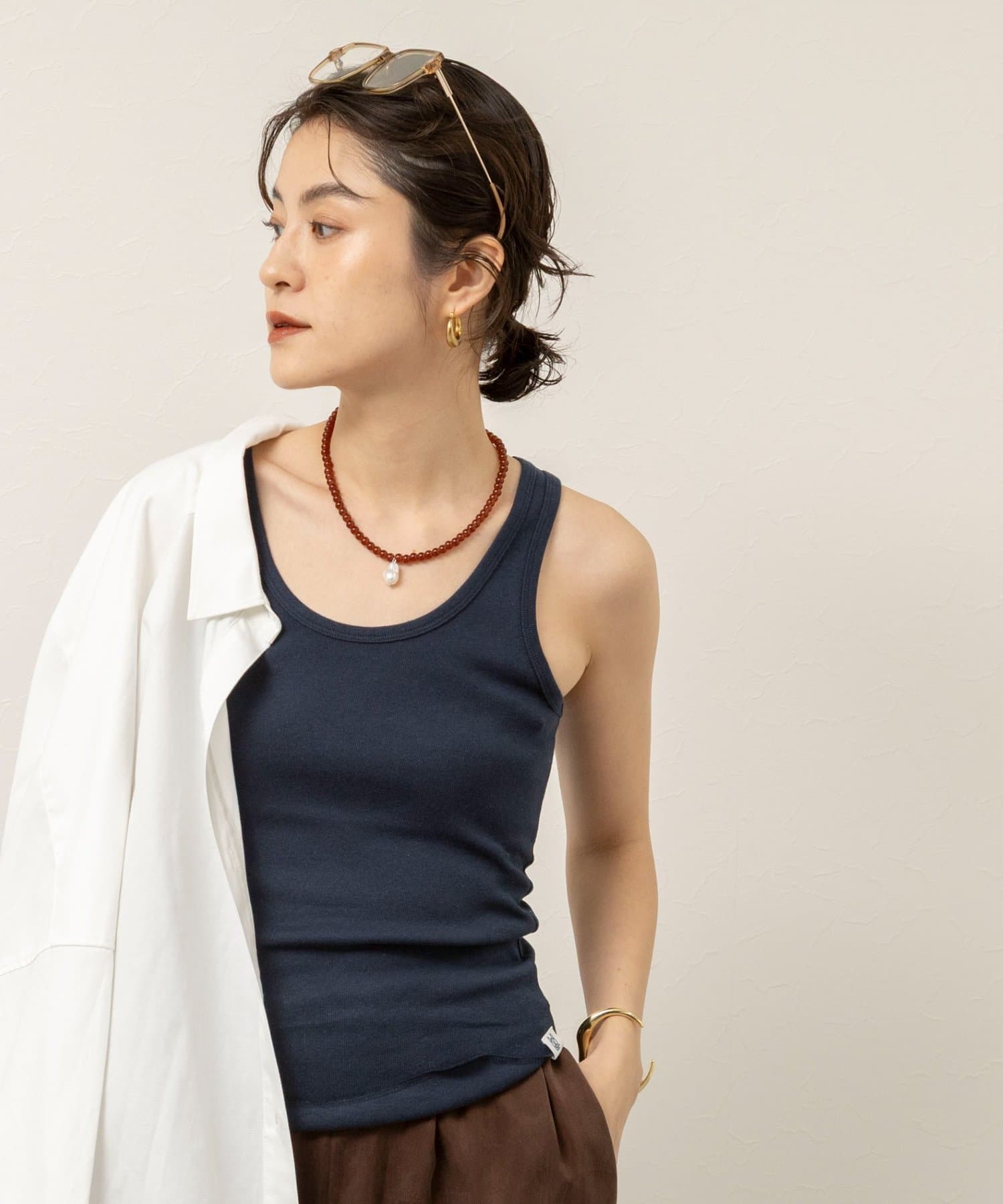 NOLLEY'S(ノーリーズ) 【MAQWEL/マクウェル】ウォッシャブルCOTTON RIB タンクトップ