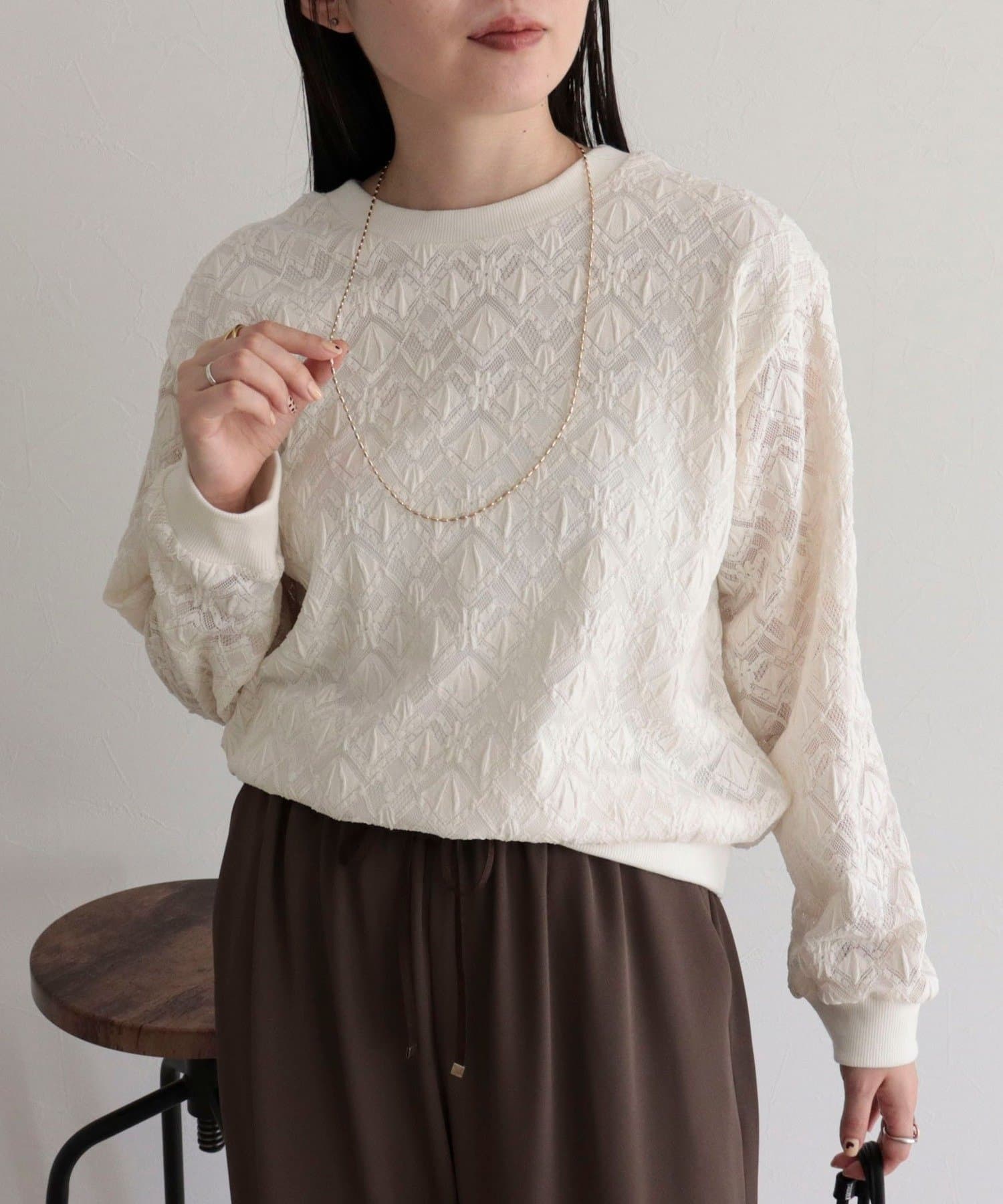 FREDY & GLOSTER(フレディ アンド グロスター) ストレッチレース2WAYプルオーバーカットソー