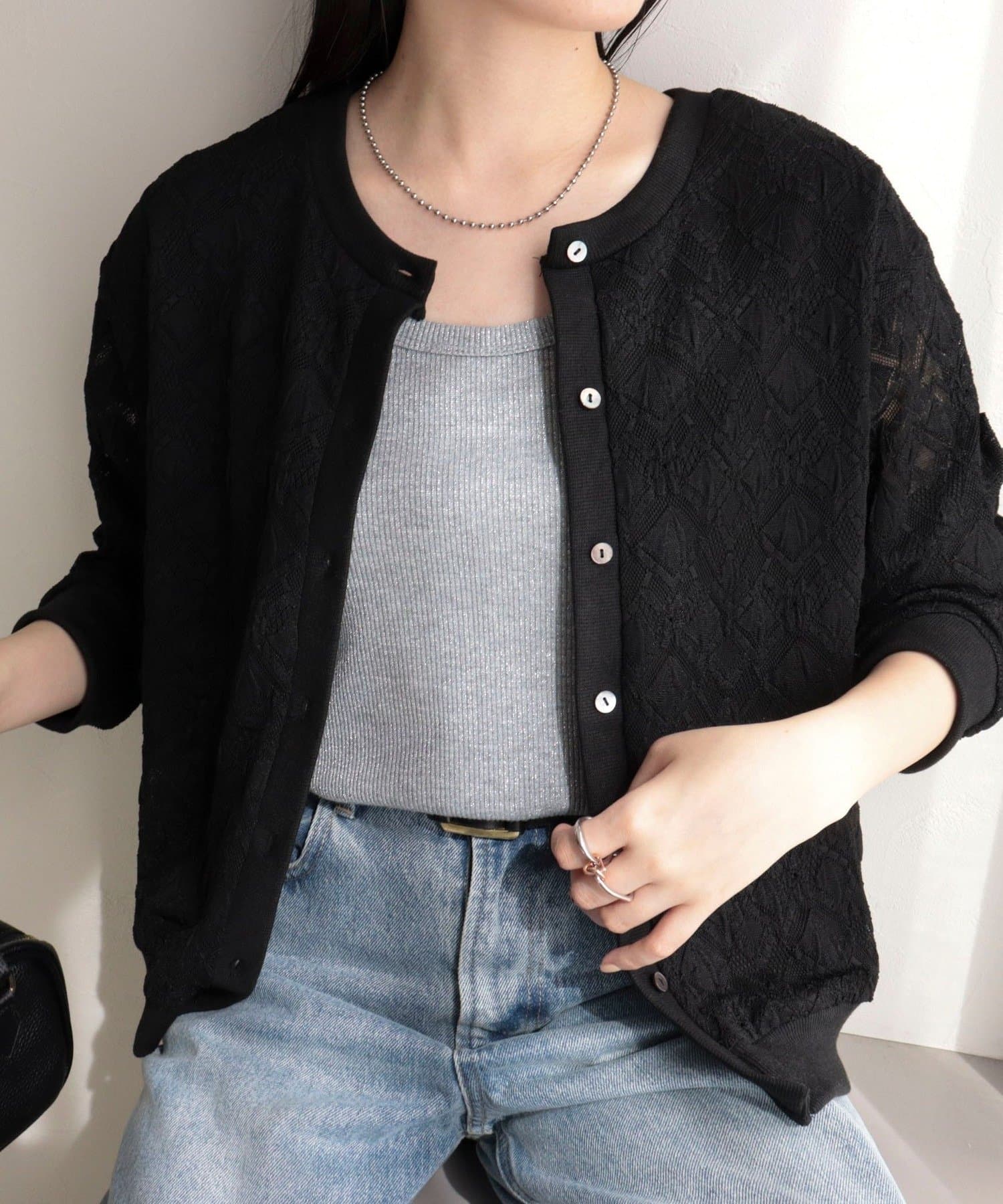 FREDY & GLOSTER(フレディ アンド グロスター) ストレッチレース2WAYプルオーバーカットソー