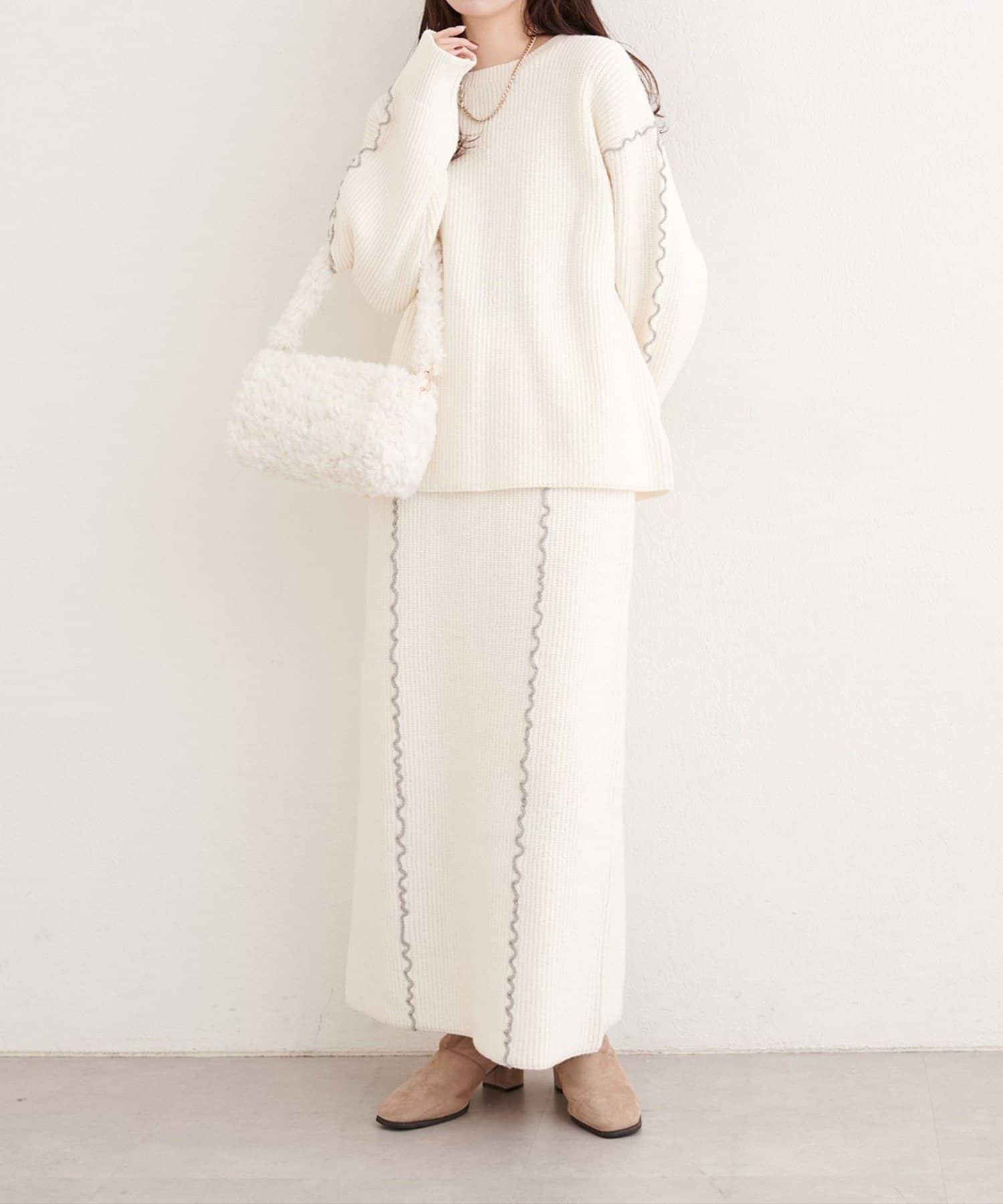 NICE CLAUP / OLIVE des OLIVE OUTLET(ナイスクラップ  / オリーブ デ オリーブ アウトレット) 【natural couture】メロー使いニットスカート