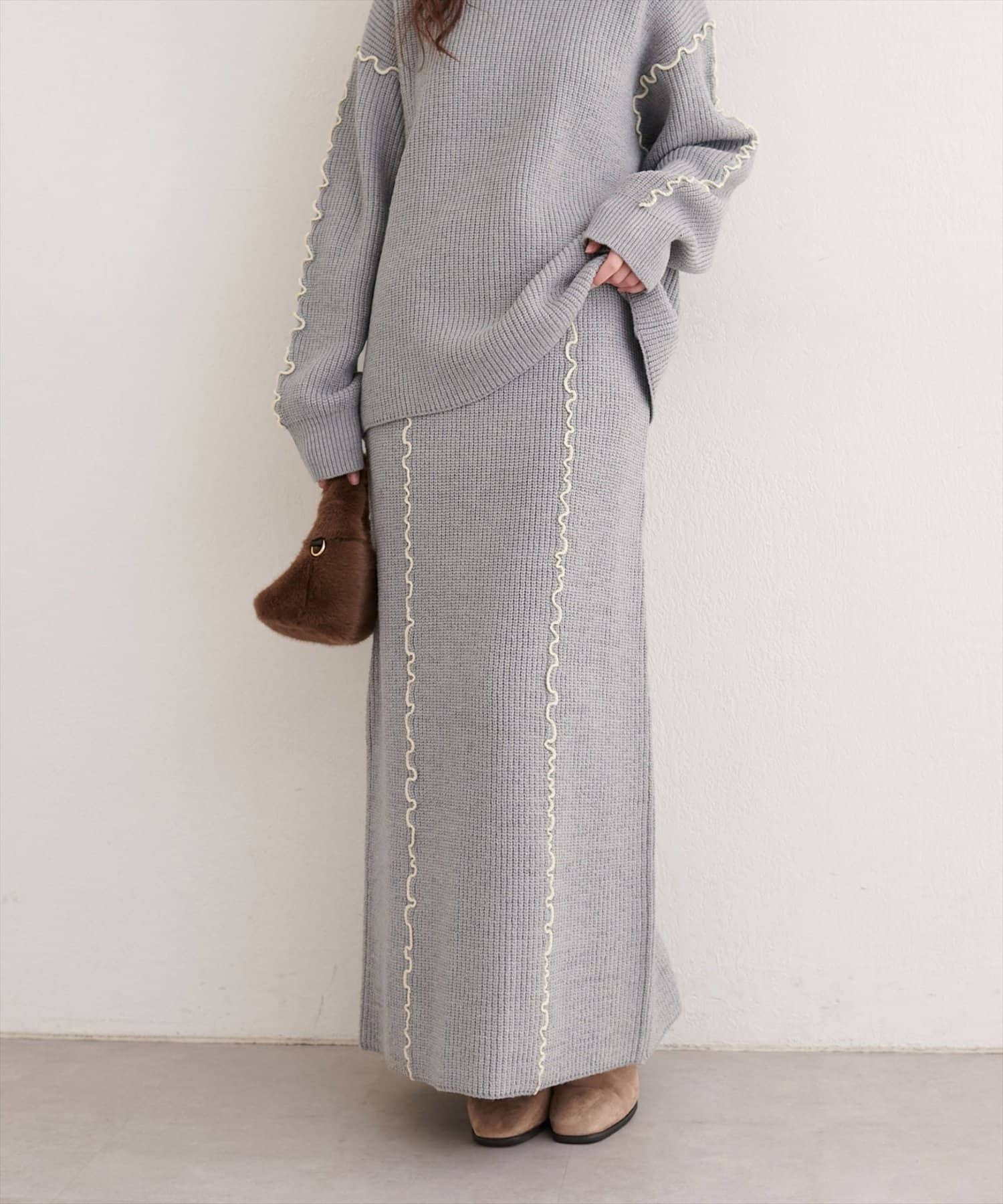 NICE CLAUP / OLIVE des OLIVE OUTLET(ナイスクラップ  / オリーブ デ オリーブ アウトレット) 【natural couture】メロー使いニットスカート