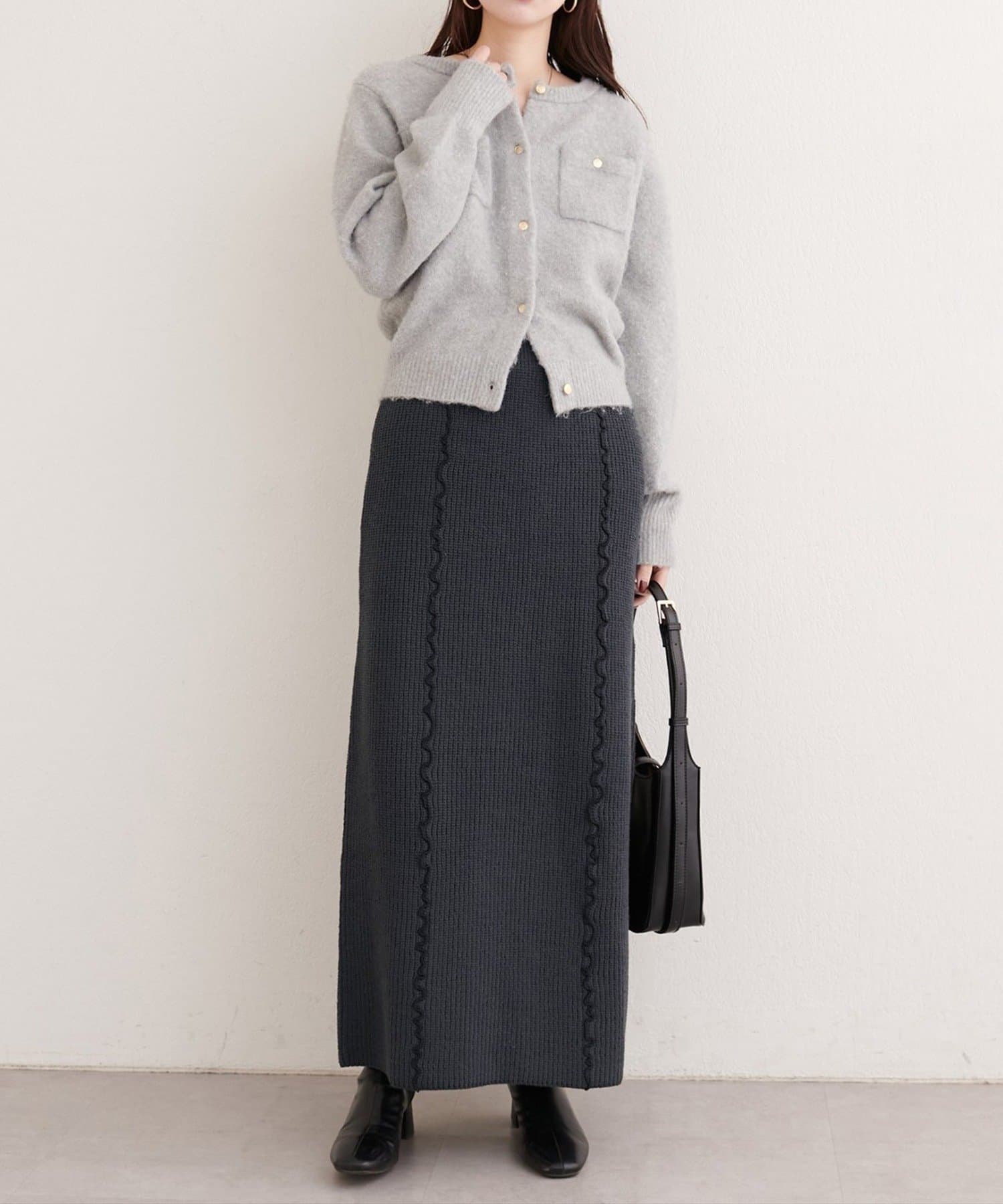 NICE CLAUP / OLIVE des OLIVE OUTLET(ナイスクラップ  / オリーブ デ オリーブ アウトレット) 【natural couture】メロー使いニットスカート