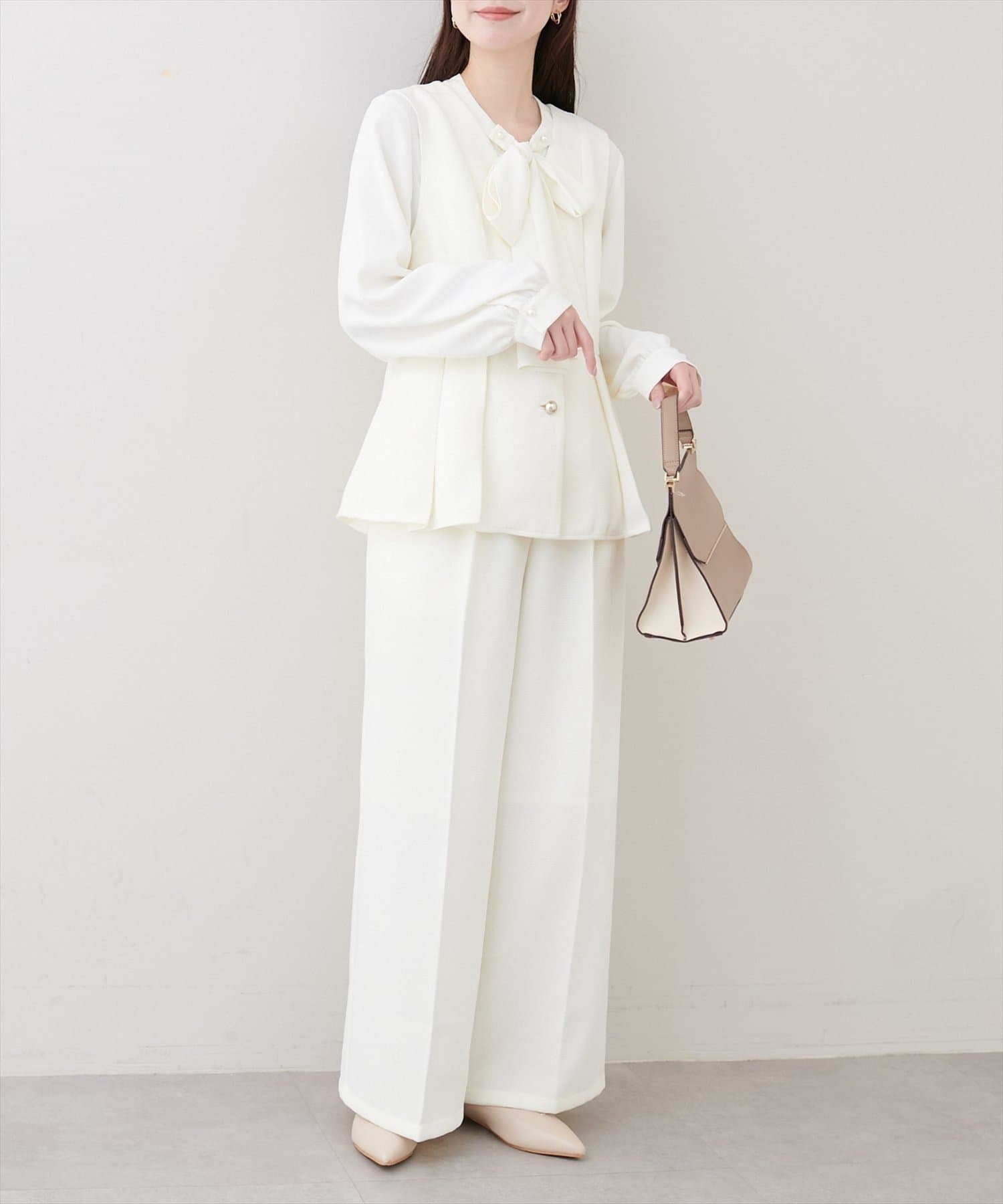 NICE CLAUP / OLIVE des OLIVE OUTLET(ナイスクラップ  / オリーブ デ オリーブ アウトレット) 【natural couture】金釦タックワイドパンツ