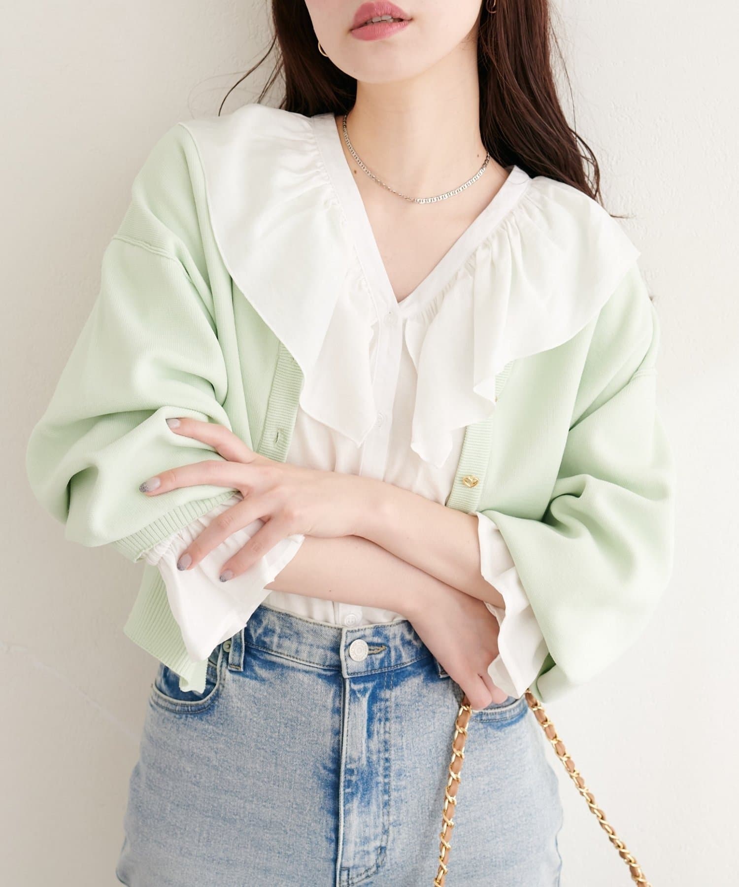 NICE CLAUP / OLIVE des OLIVE OUTLET(ナイスクラップ  / オリーブ デ オリーブ アウトレット) 【natural couture】フリルカラーブラウス