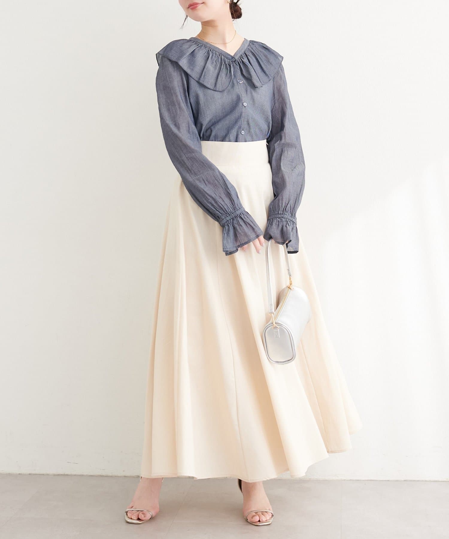 NICE CLAUP / OLIVE des OLIVE OUTLET(ナイスクラップ  / オリーブ デ オリーブ アウトレット) 【natural couture】フリルカラーブラウス