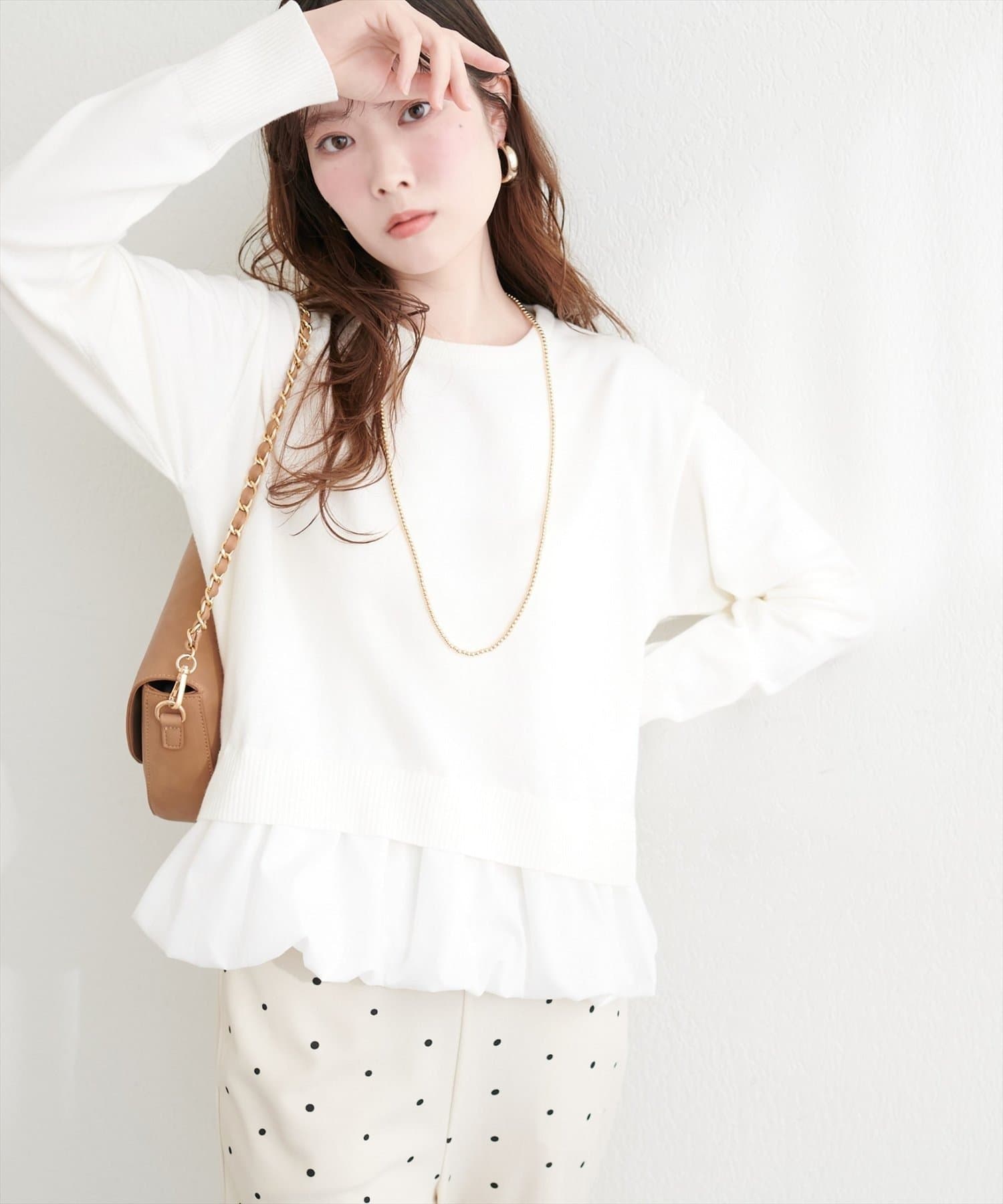 NICE CLAUP / OLIVE des OLIVE OUTLET(ナイスクラップ  / オリーブ デ オリーブ アウトレット) 【natural couture】バルーンドッキングニット