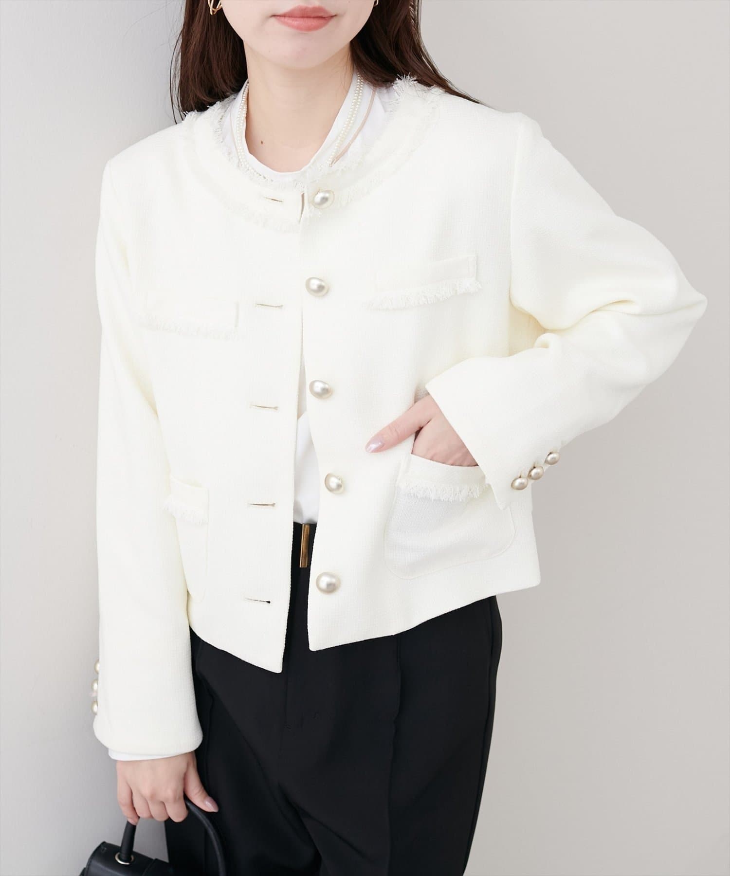 NICE CLAUP / OLIVE des OLIVE OUTLET(ナイスクラップ  / オリーブ デ オリーブ アウトレット) 【natural couture】ツイードゆったりジャケット