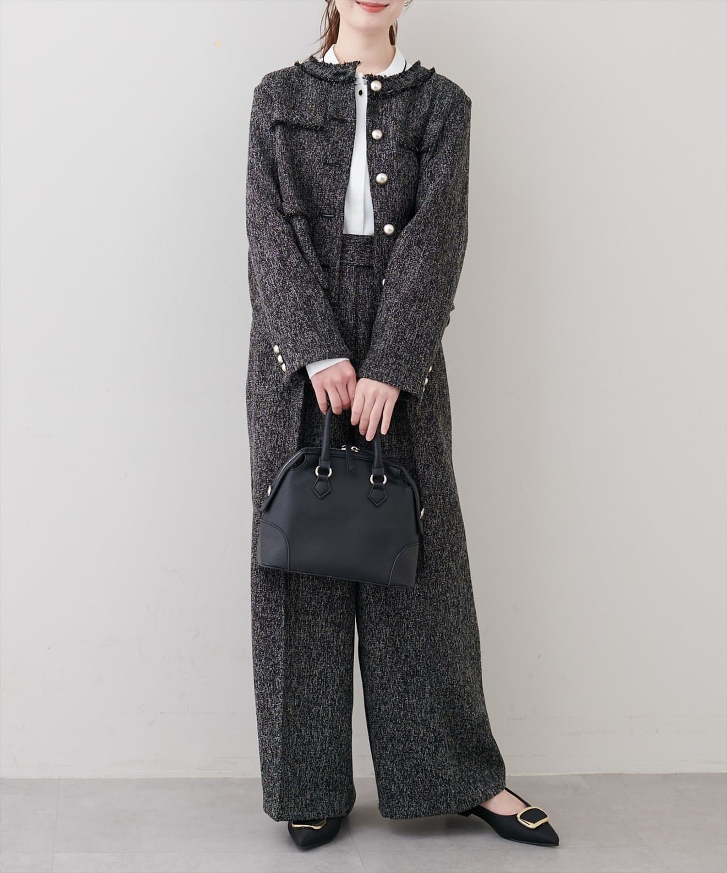 NICE CLAUP / OLIVE des OLIVE OUTLET(ナイスクラップ  / オリーブ デ オリーブ アウトレット) 【natural couture】ツイードゆったりジャケット