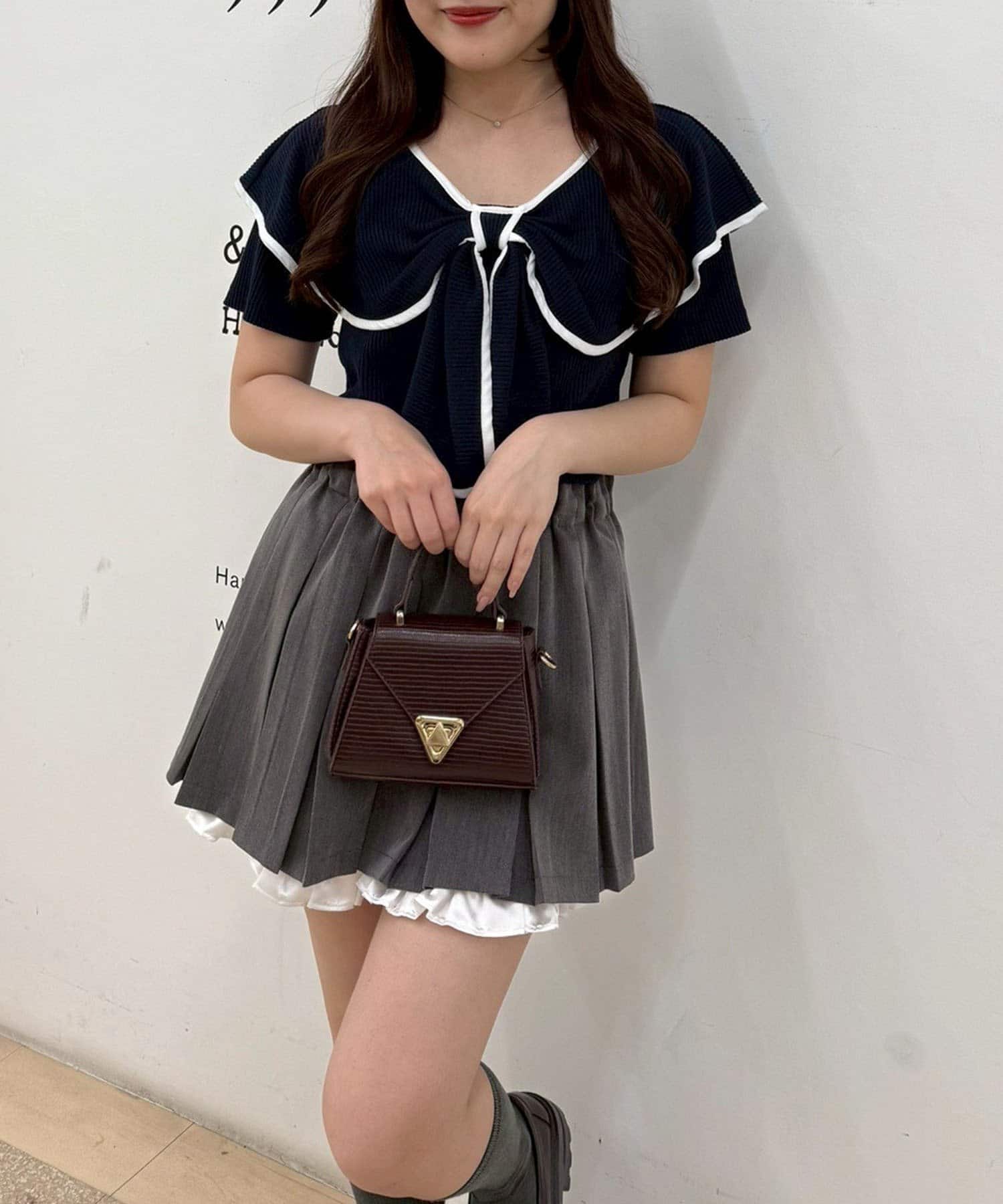 NICE CLAUP / OLIVE des OLIVE OUTLET(ナイスクラップ  / オリーブ デ オリーブ アウトレット) 【continuer】半袖リボントップス