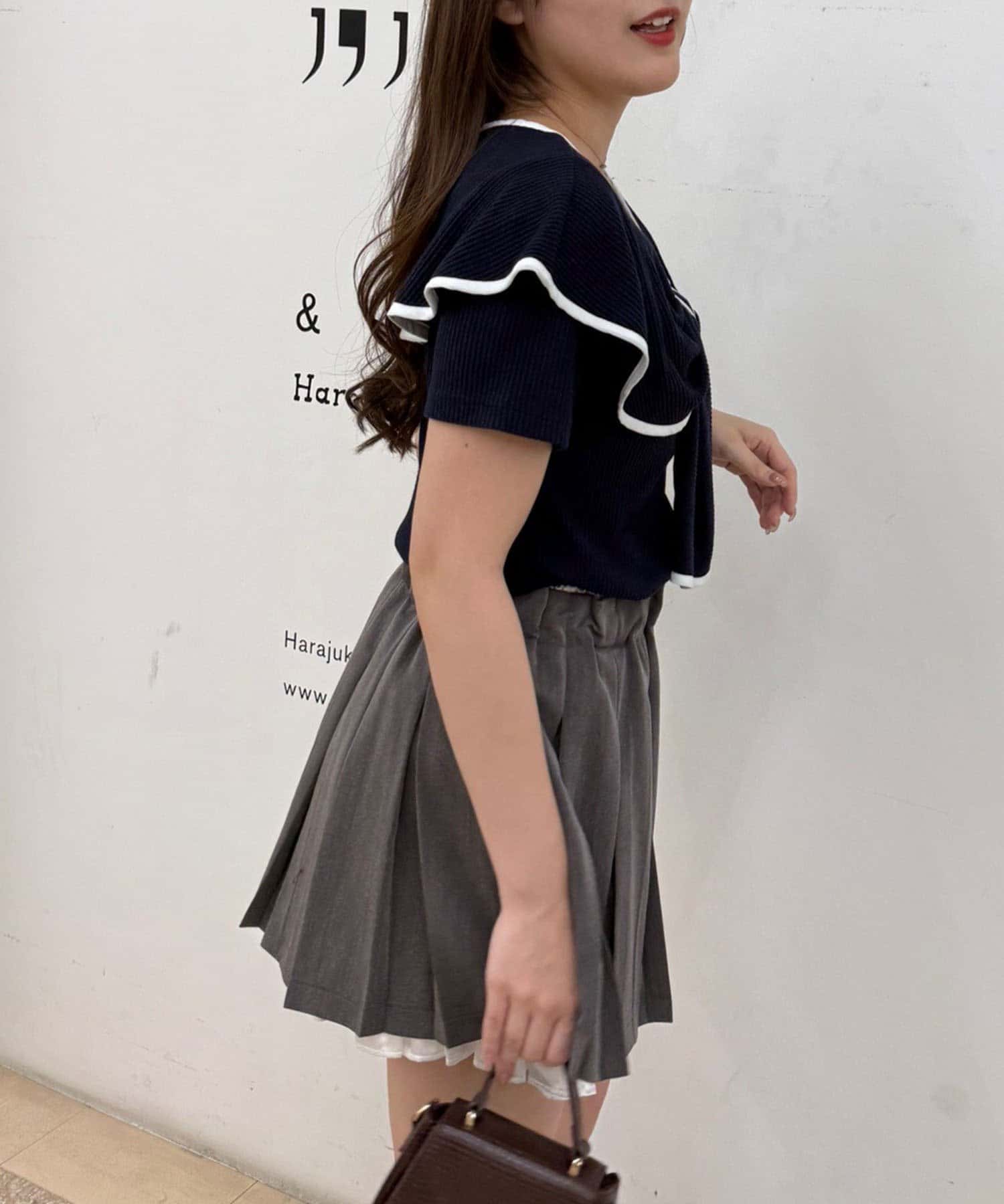 NICE CLAUP / OLIVE des OLIVE OUTLET(ナイスクラップ  / オリーブ デ オリーブ アウトレット) 【continuer】半袖リボントップス