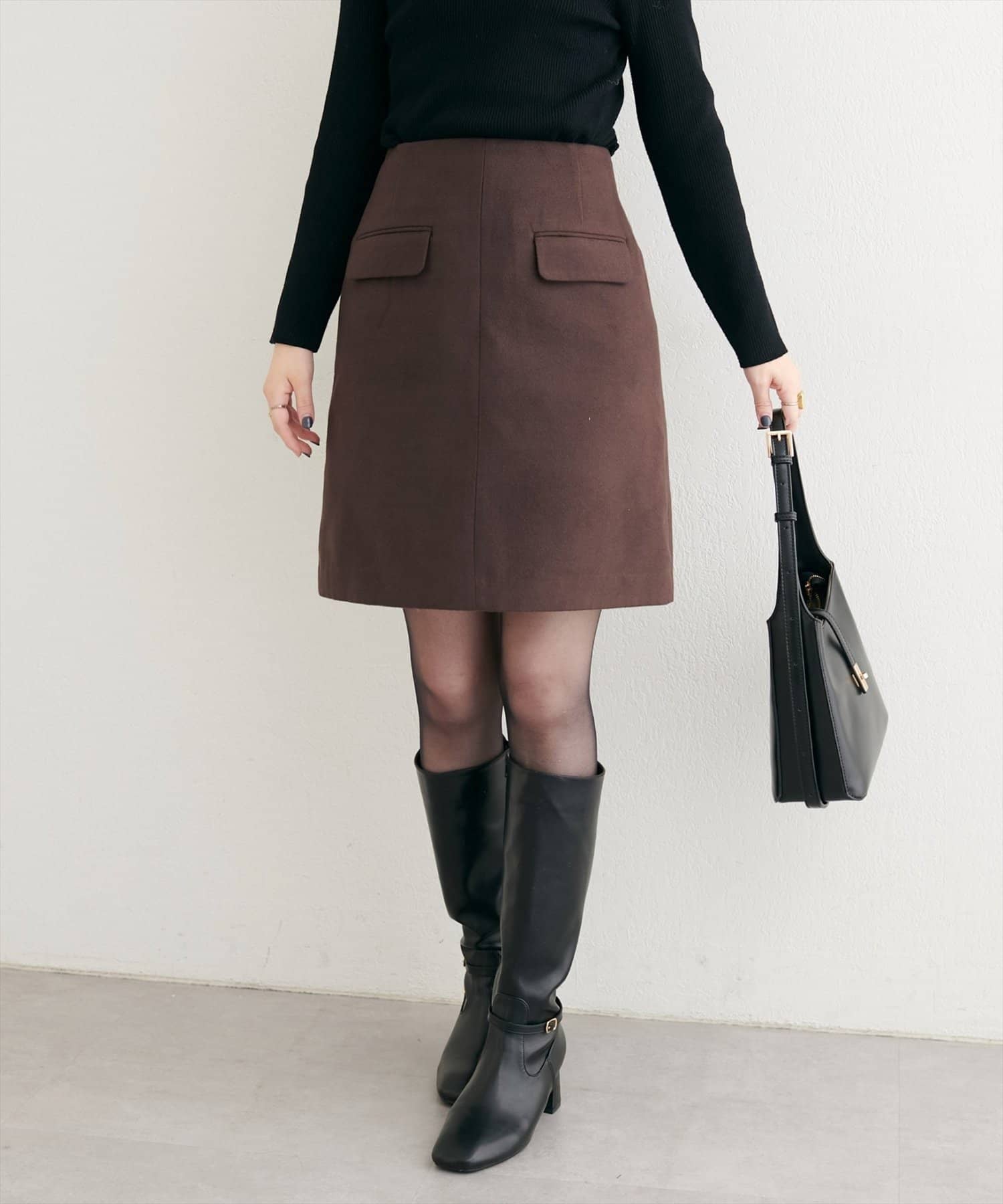 NICE CLAUP / OLIVE des OLIVE OUTLET(ナイスクラップ  / オリーブ デ オリーブ アウトレット) 【natural couture】ポケット付き台形スカート