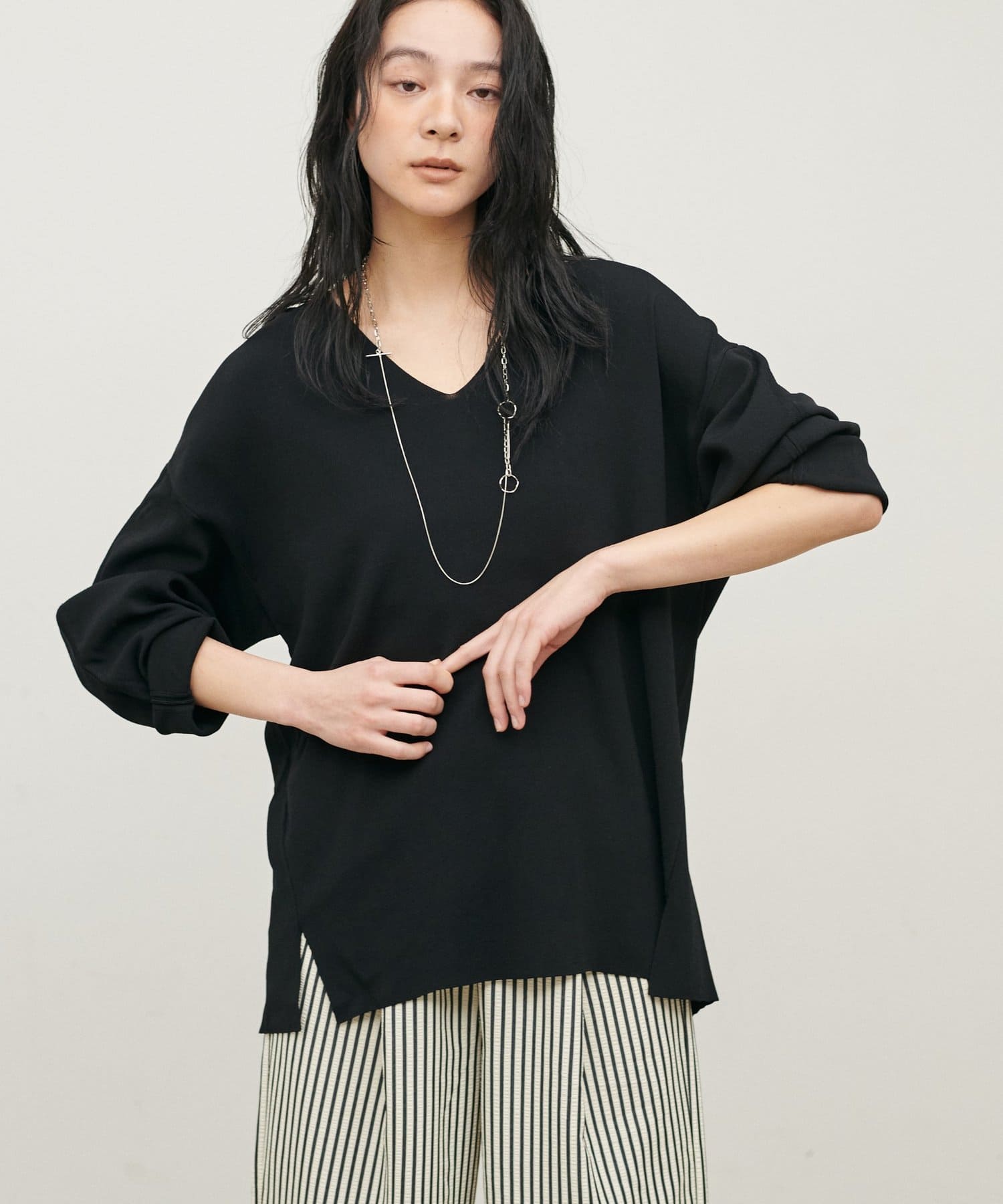 LARUTA(ラルータ) UV接触冷感深Vゆるニット