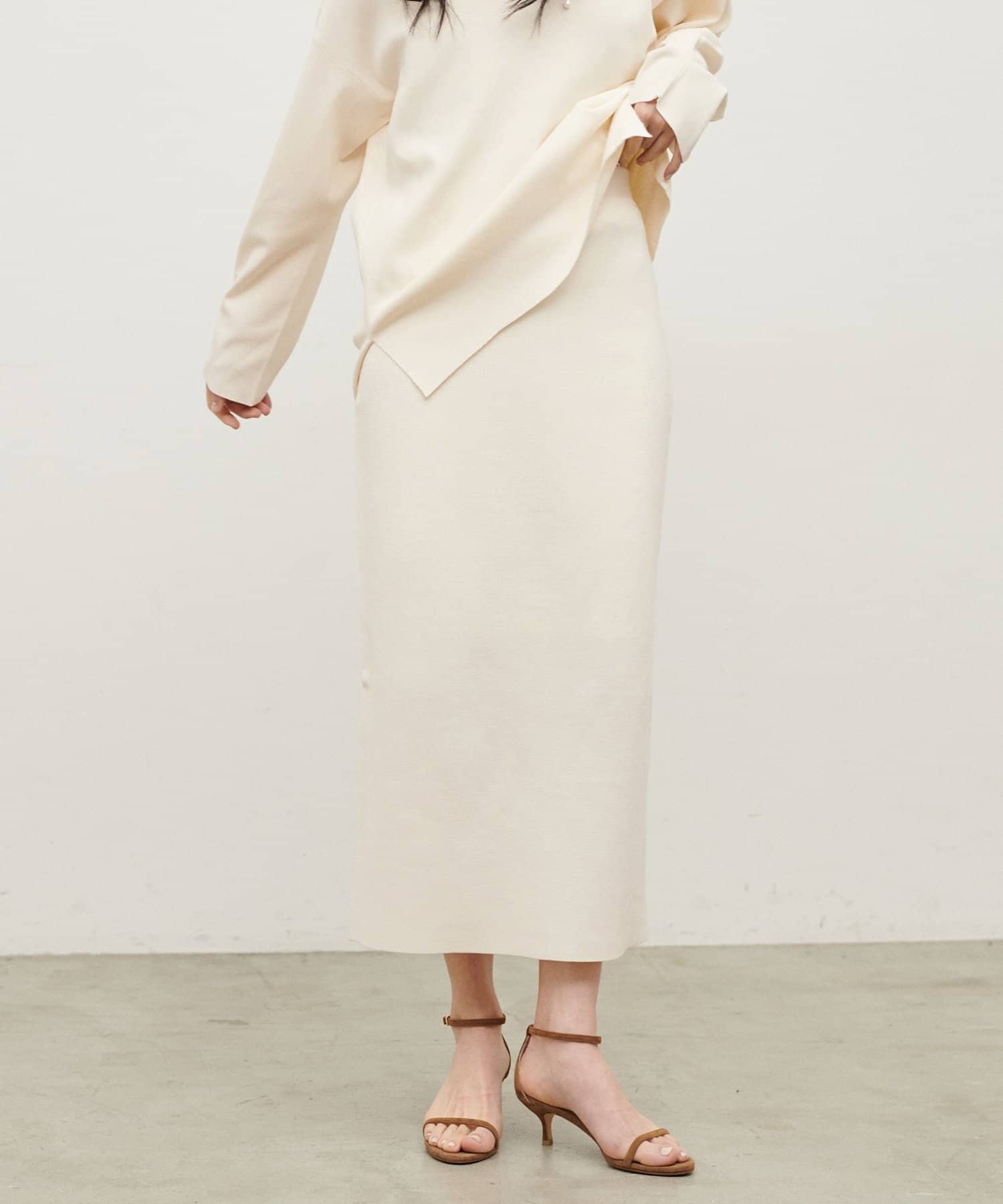 LARUTA(ラルータ) UV接触冷感シンプルIラインニットスカート