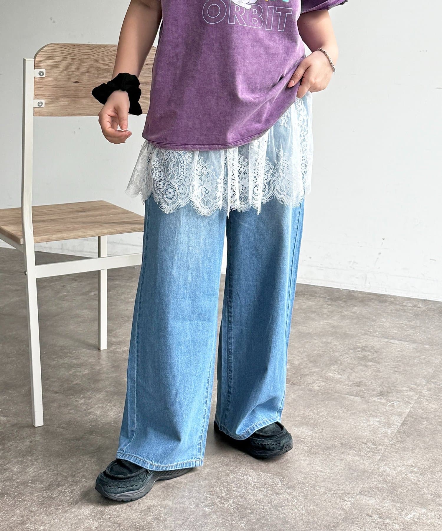 CPCM(シーピーシーエム) ハイウエストストレート麻混デニム