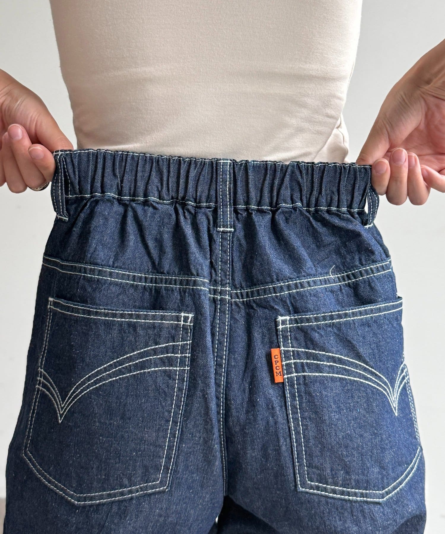 CPCM(シーピーシーエム) ハイウエストストレート麻混デニム