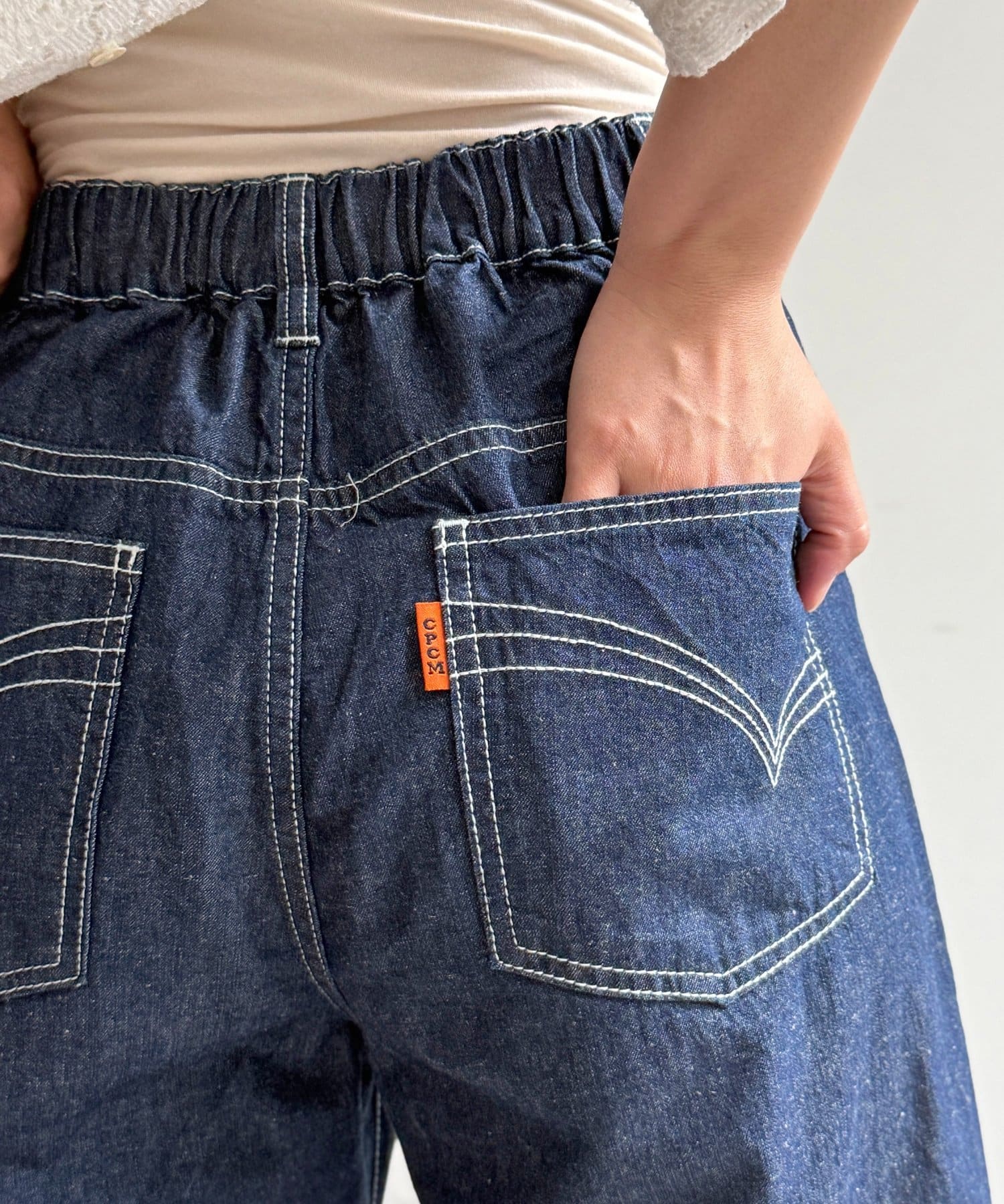 CPCM(シーピーシーエム) ハイウエストストレート麻混デニム