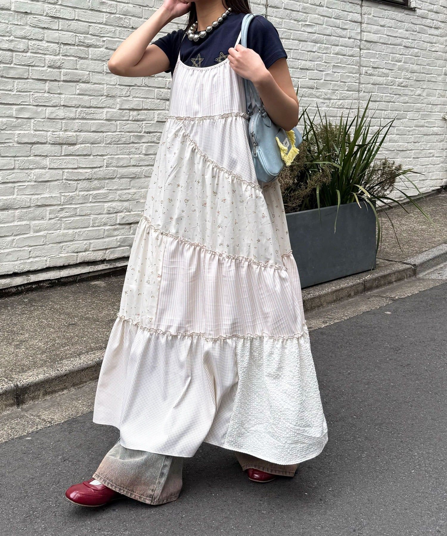 CIAOPANIC(チャオパニック) アソート柄パッチワークロングキャミワンピース