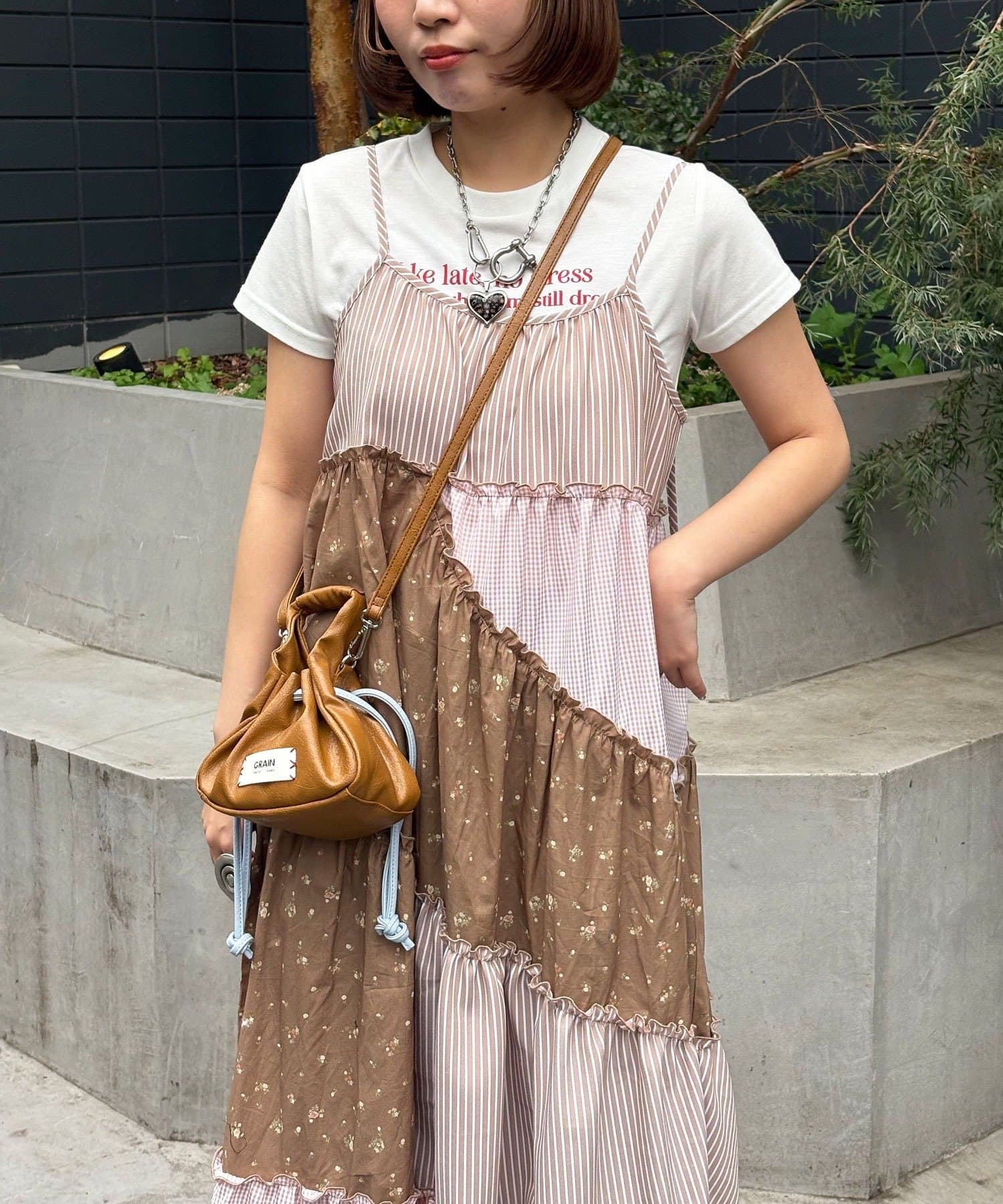 CIAOPANIC(チャオパニック) アソート柄パッチワークロングキャミワンピース