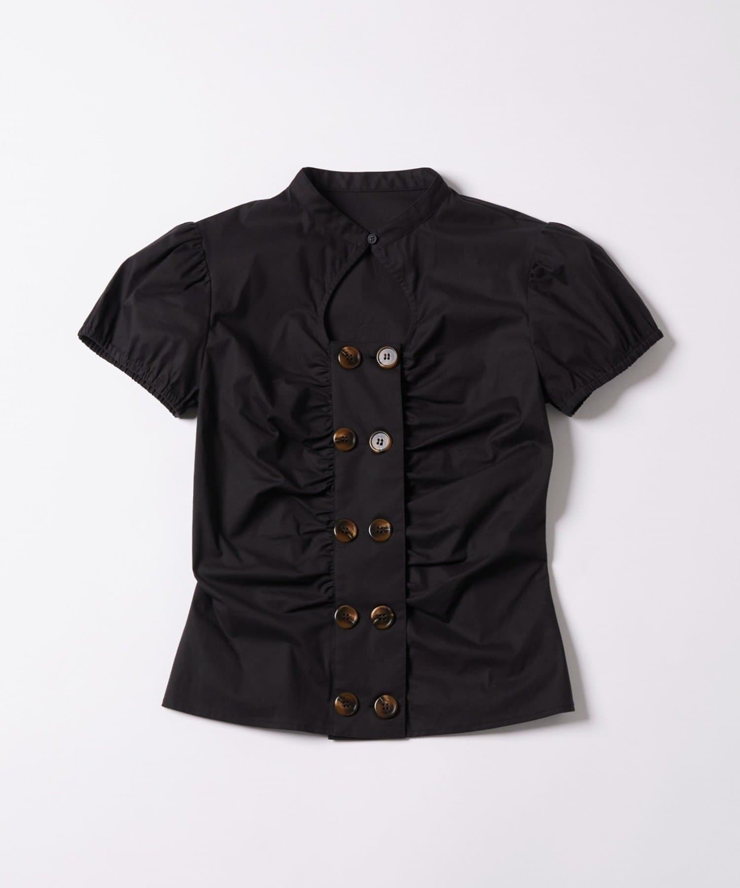 WHO’S WHO gallery(フーズフーギャラリー) Wボタンギャザーブラウス(ドット柄・無地)