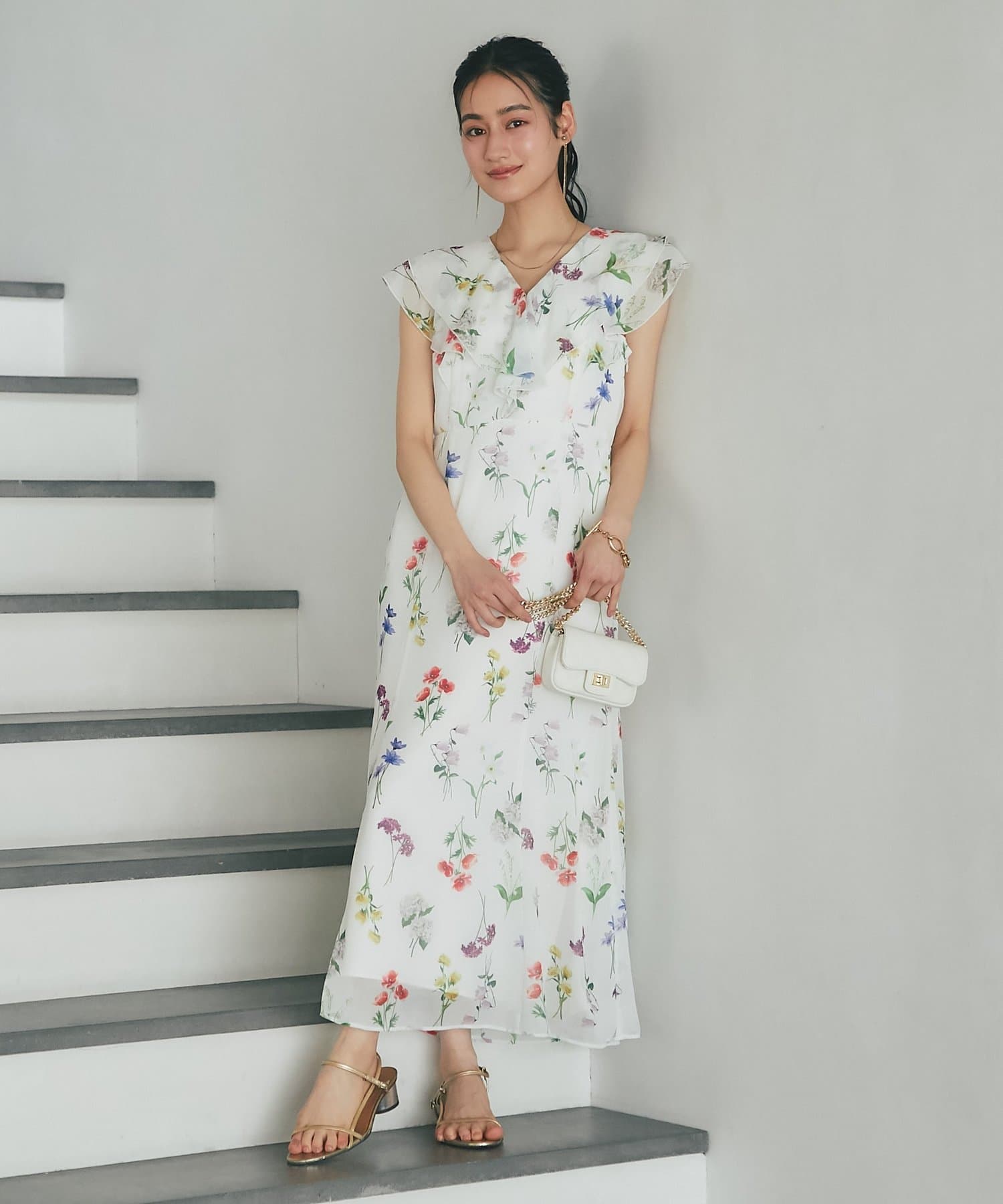 La boutique BonBon(ラブティックボンボン) ボタニカルプリントラッフルワンピース