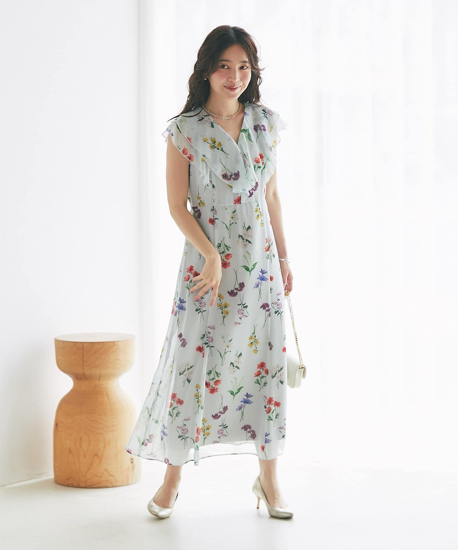 La boutique BonBon(ラブティックボンボン) ボタニカルプリントラッフルワンピース