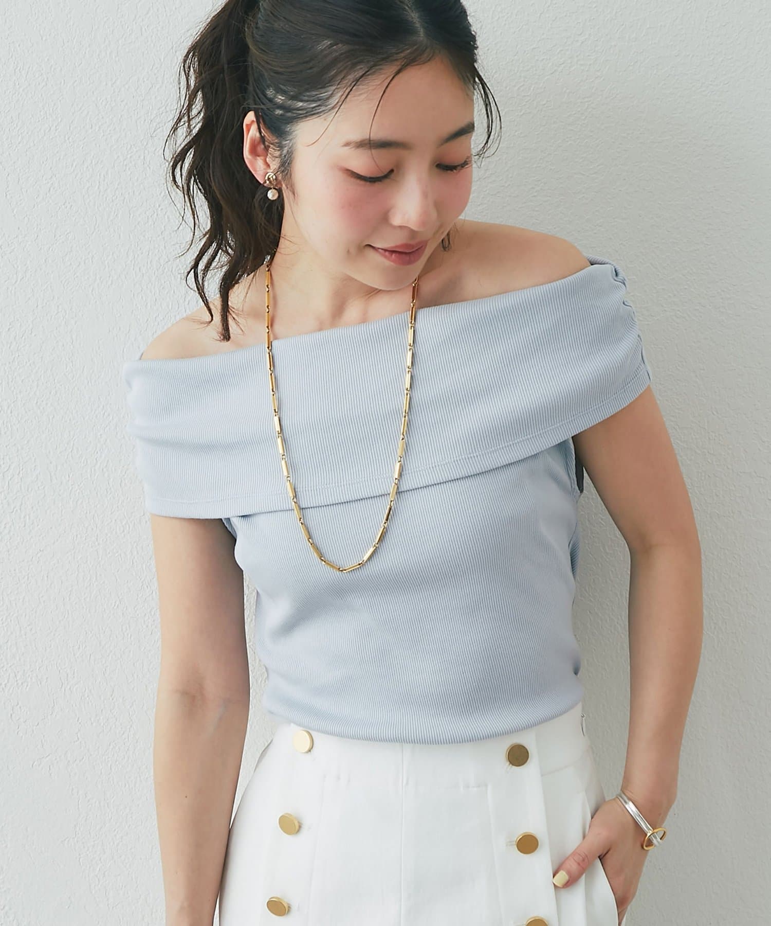 La boutique BonBon(ラブティックボンボン) オフショルテレコカットソー