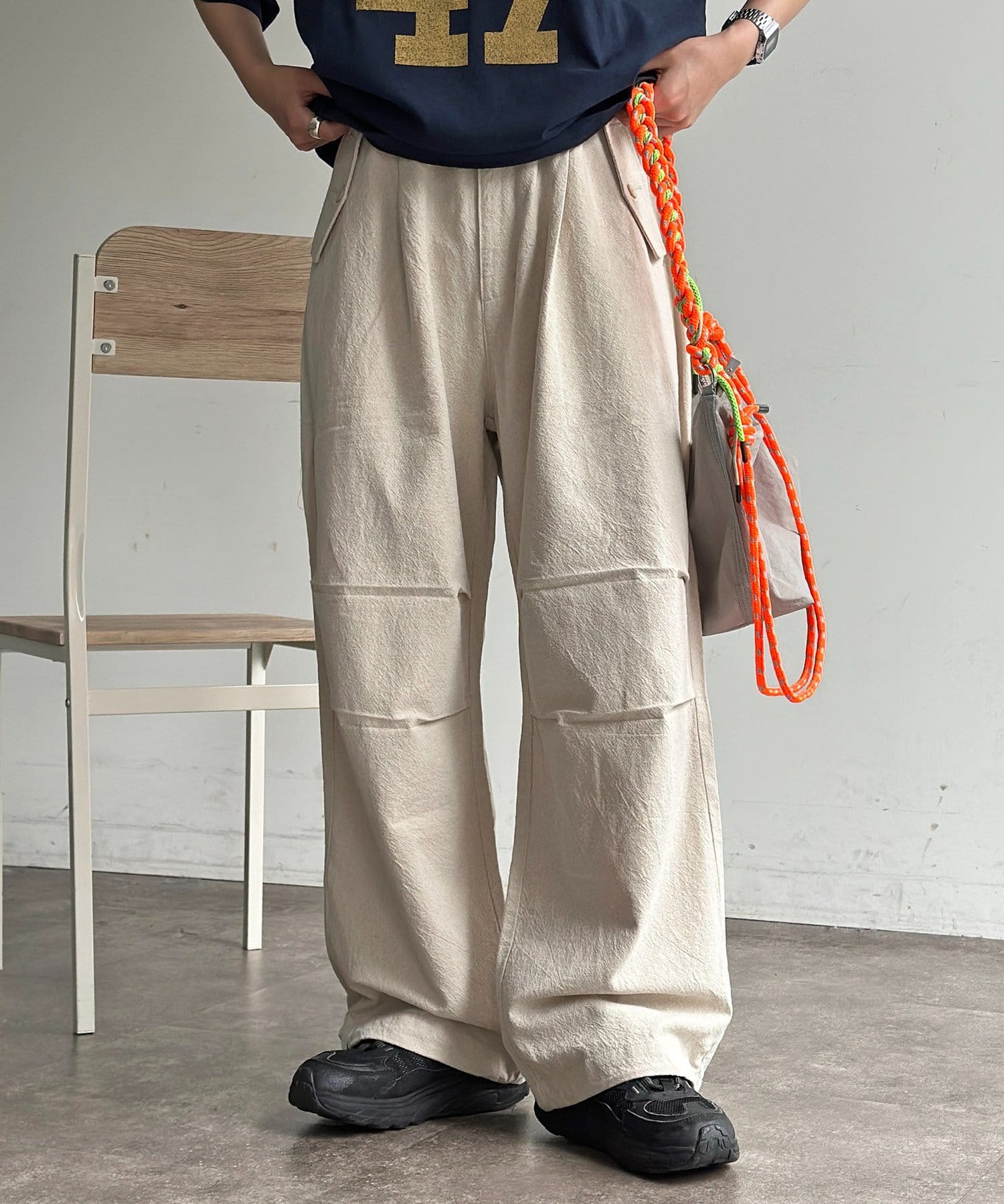 CPCM(シーピーシーエム) 綿麻ニータックパンツ