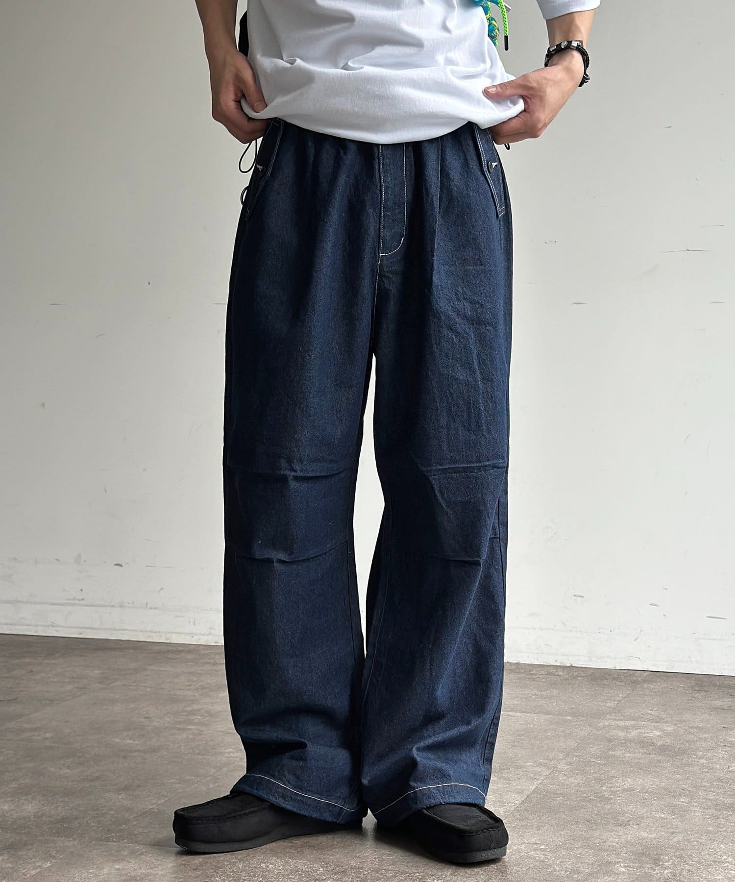 CPCM(シーピーシーエム) 綿麻ニータックパンツ