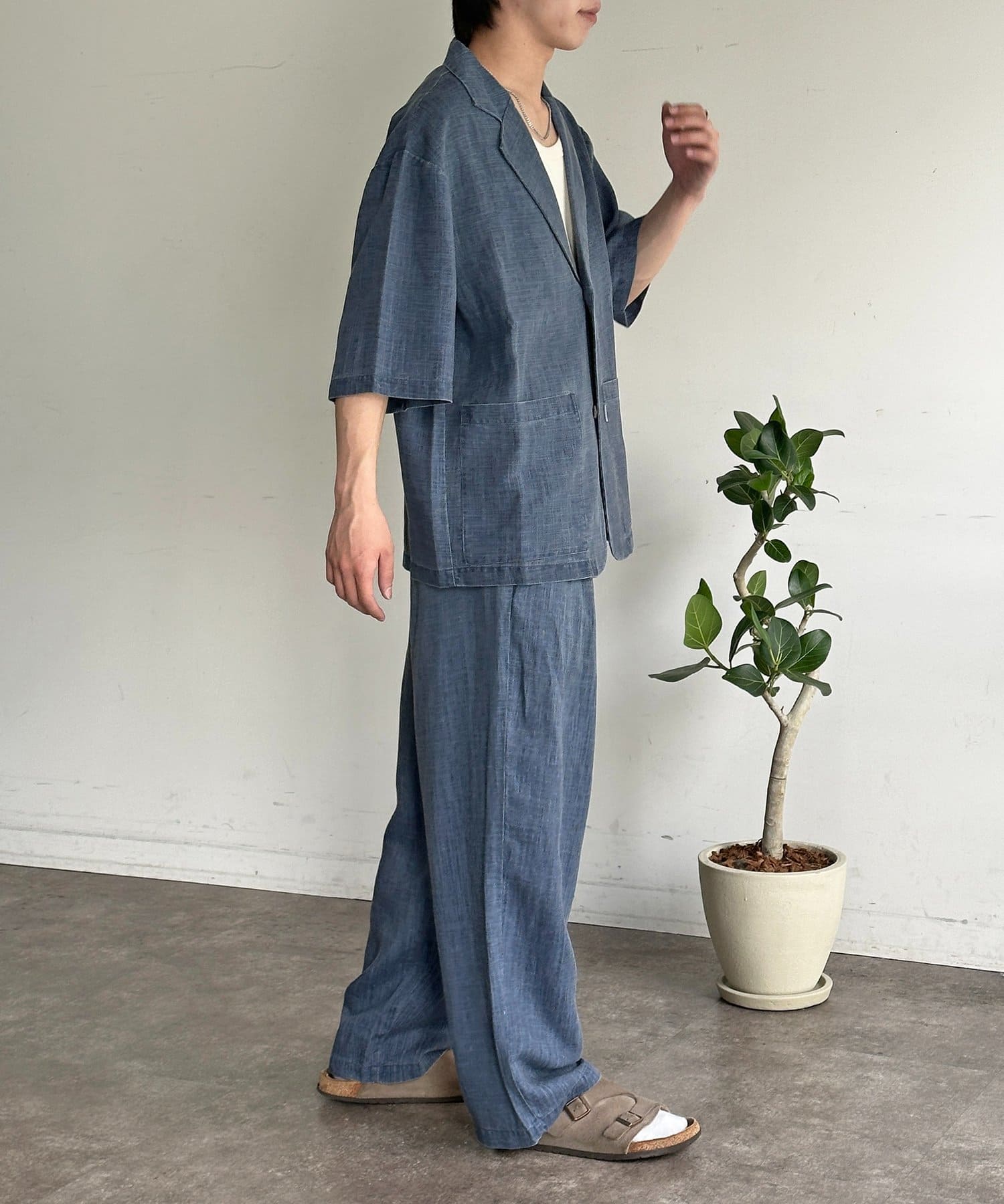 CPCM(シーピーシーエム) ピグメントリネン半袖テーラードジャケット