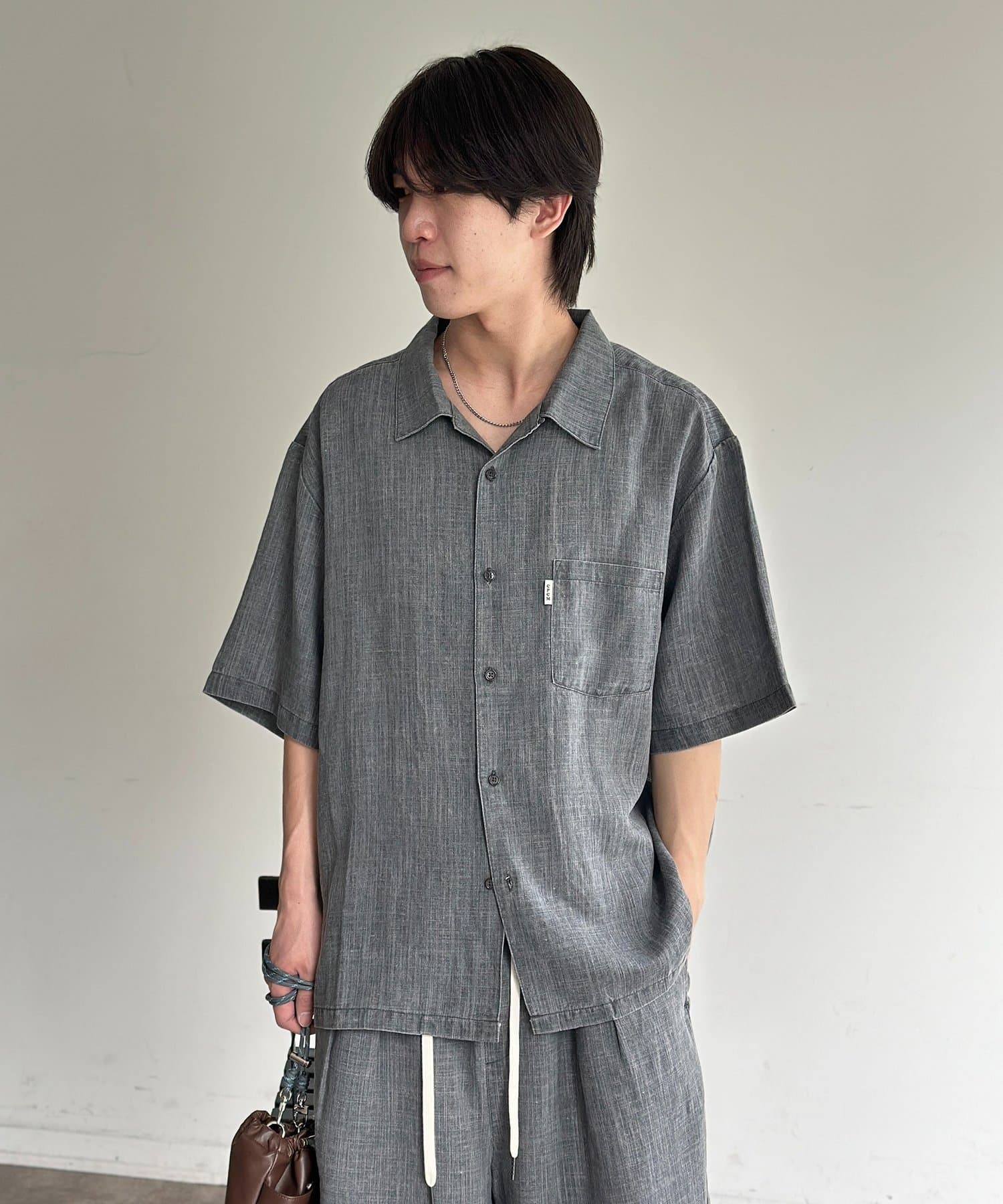 CPCM(シーピーシーエム) ピグメントリネン半袖開襟シャツ