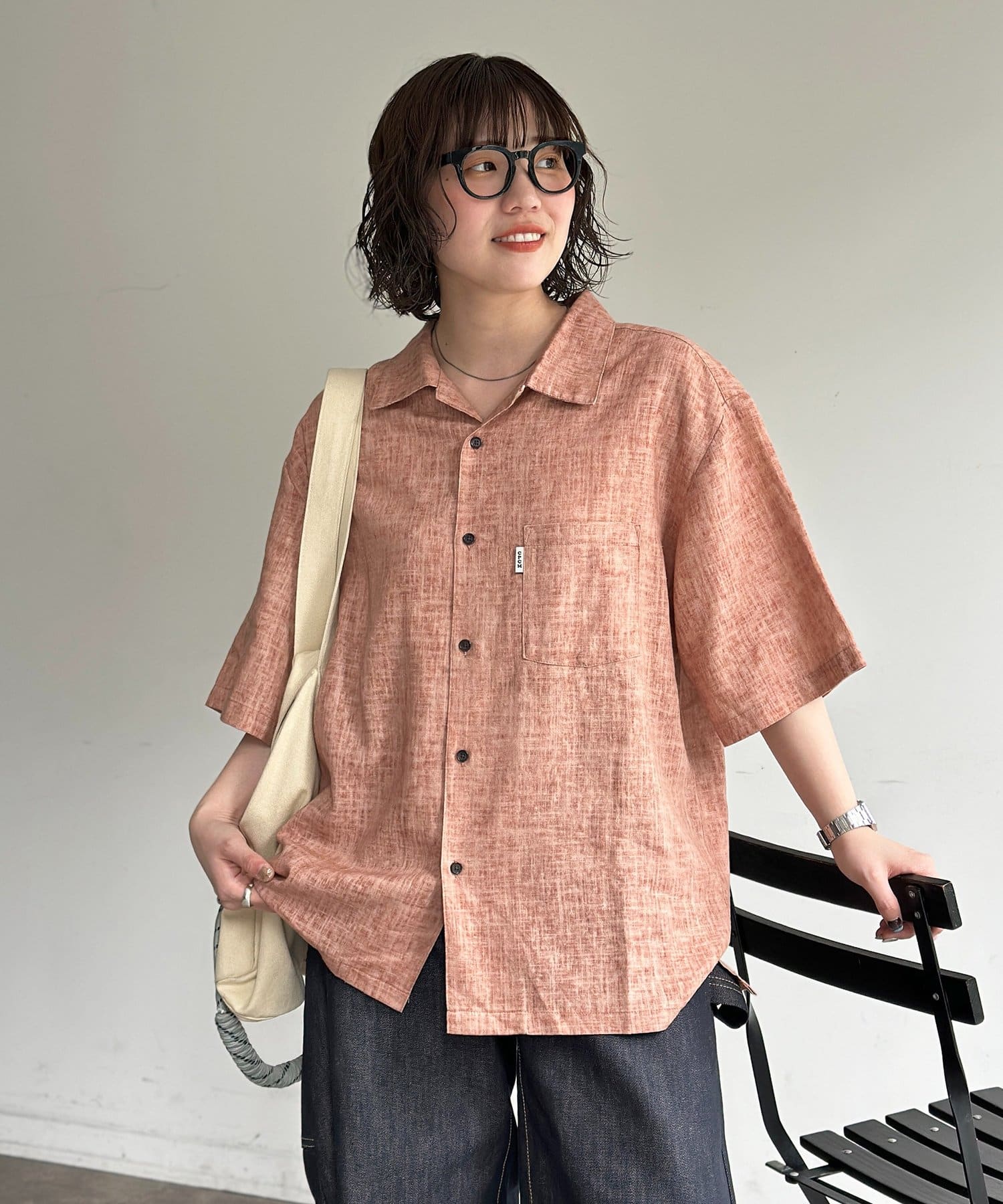 CPCM(シーピーシーエム) ピグメントリネン半袖開襟シャツ