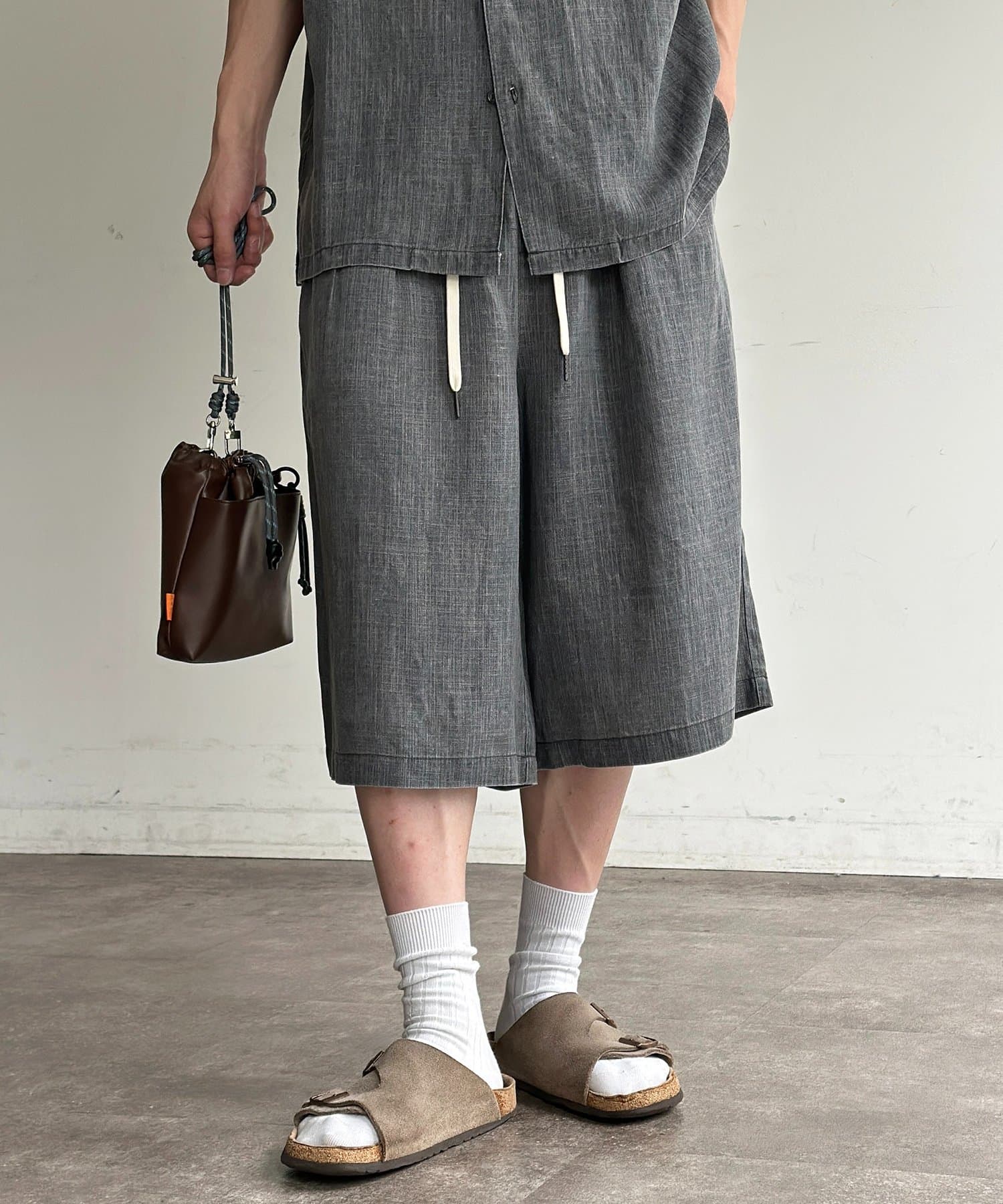 CPCM(シーピーシーエム) ピグメントリネン2タックショーツ