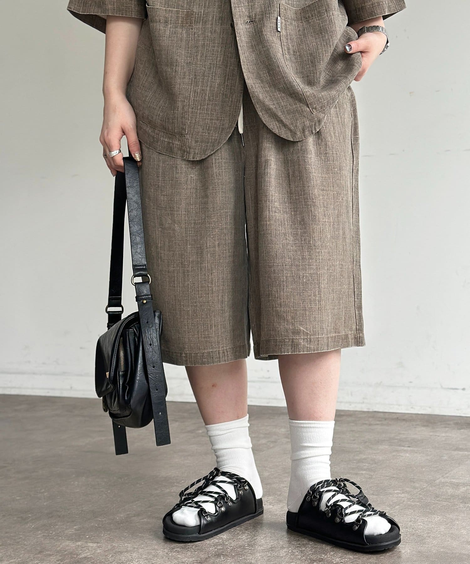 CPCM(シーピーシーエム) ピグメントリネン2タックショーツ