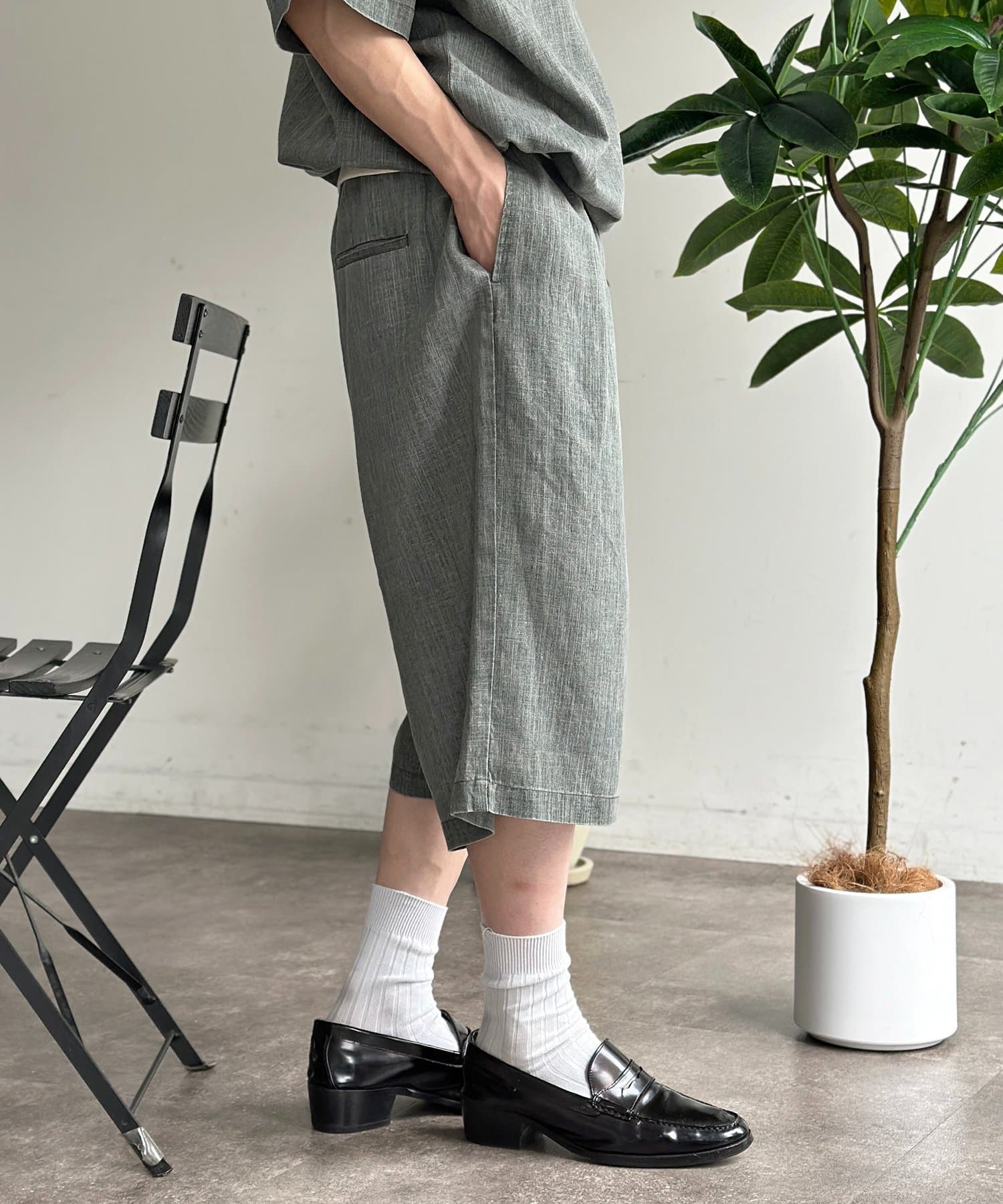 CPCM(シーピーシーエム) ピグメントリネン2タックショーツ