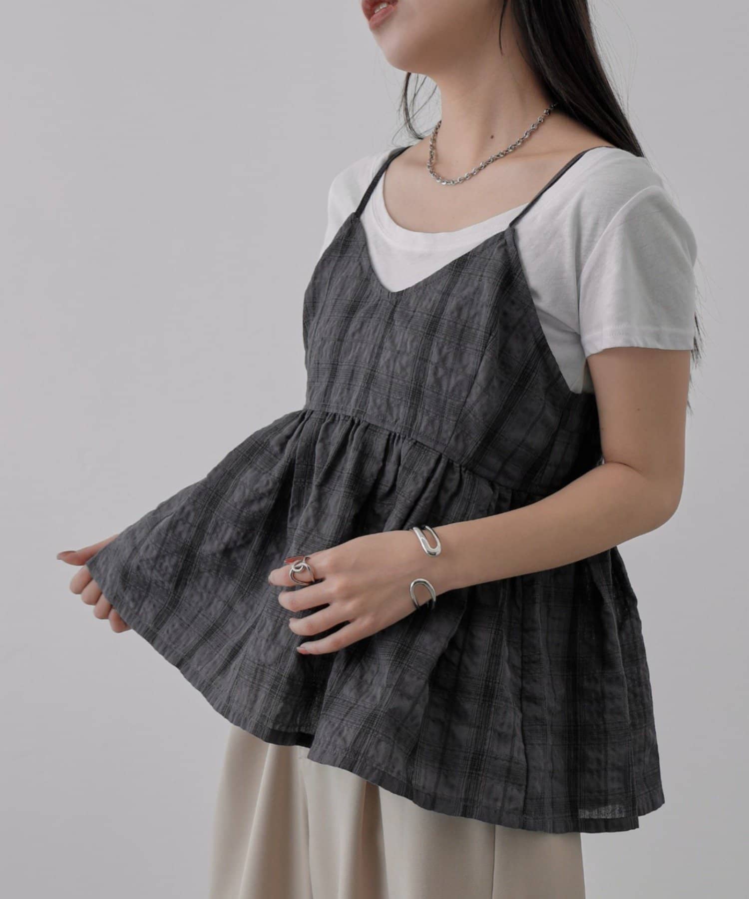 COLONY 2139(コロニー トゥーワンスリーナイン) 【セットアップ対応】TCチェックキャミブラウス