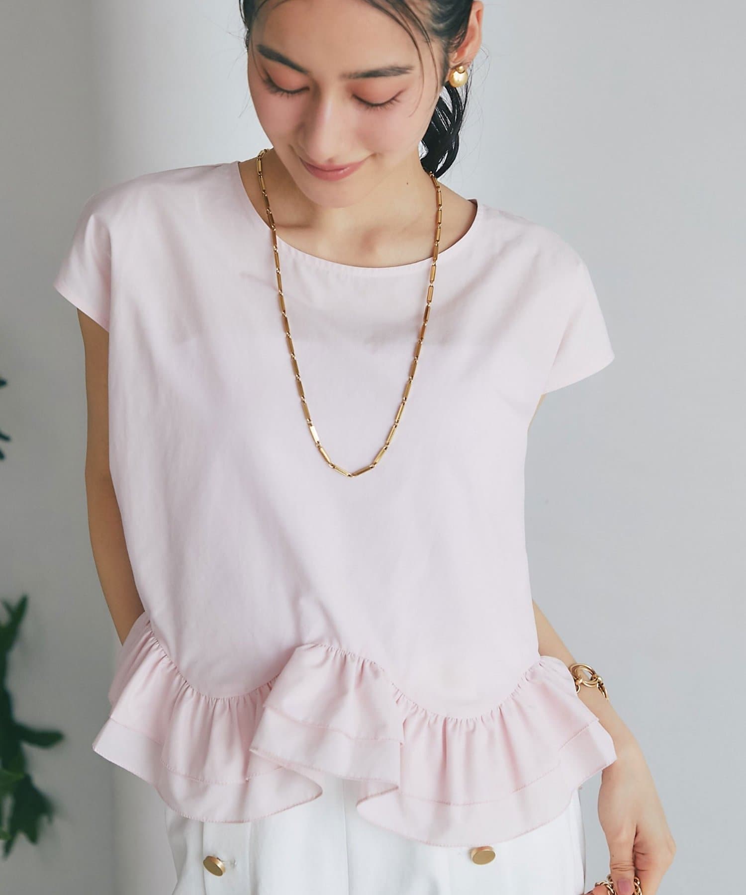 La boutique BonBon(ラブティックボンボン) ランダムペプラムフレンチブラウス