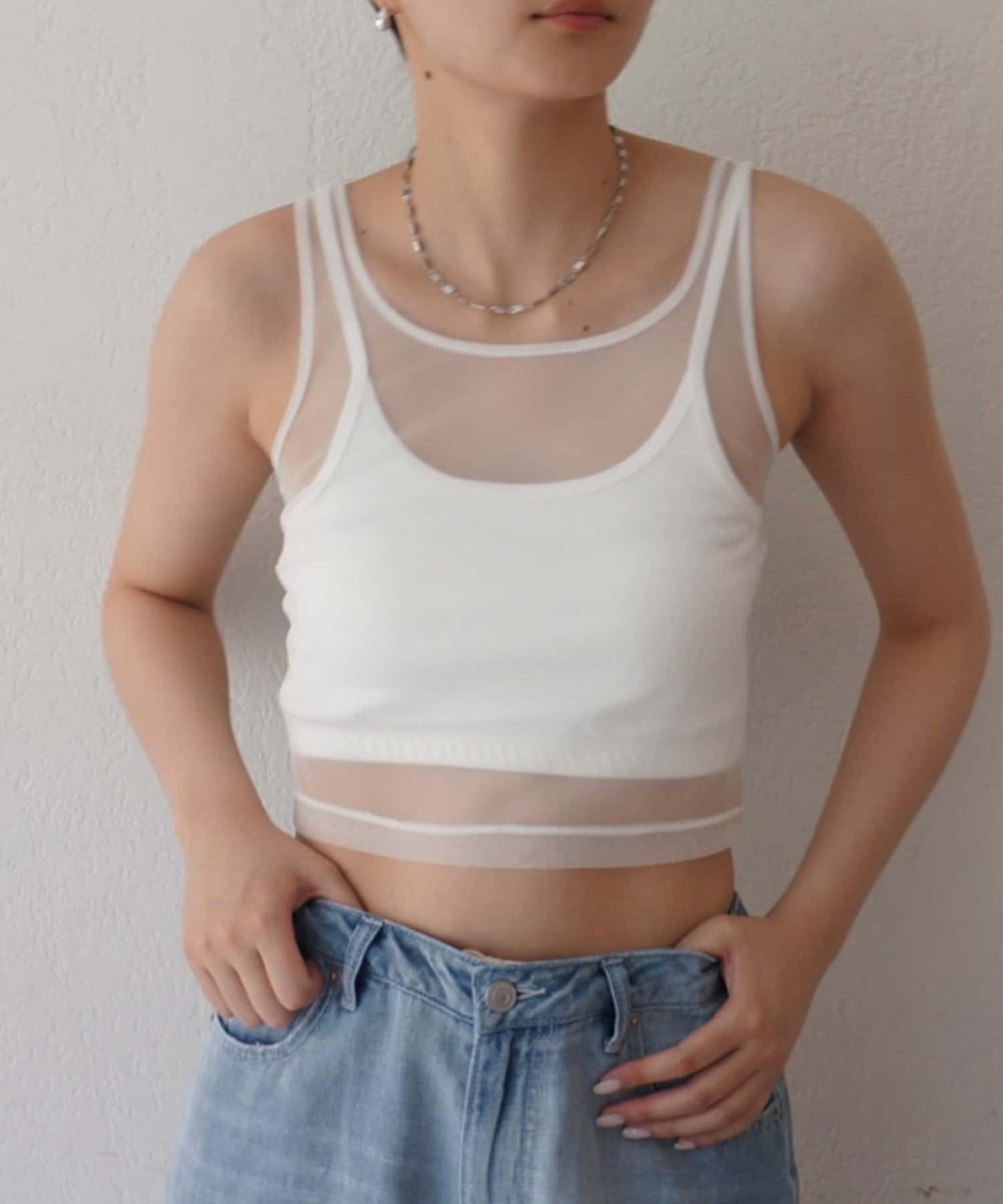 LOUNGEDRESS(ラウンジドレス) 【earthy_/アーシー】カップ付きチュールタンク