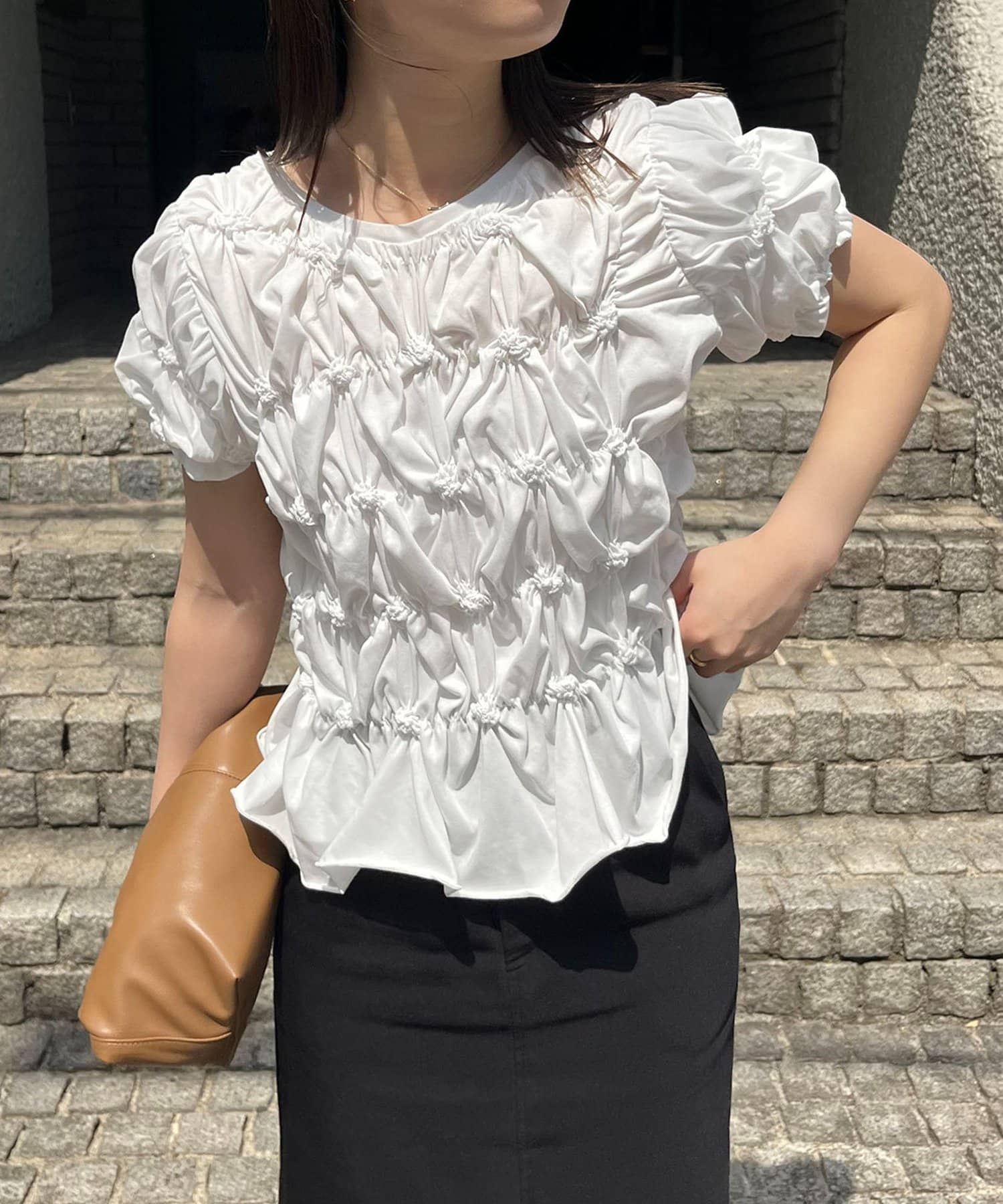 CAPRICIEUX LE'MAGE(カプリシュレマージュ) 【新色イエロー・チャコールグレー】シャーリングホイップＴ