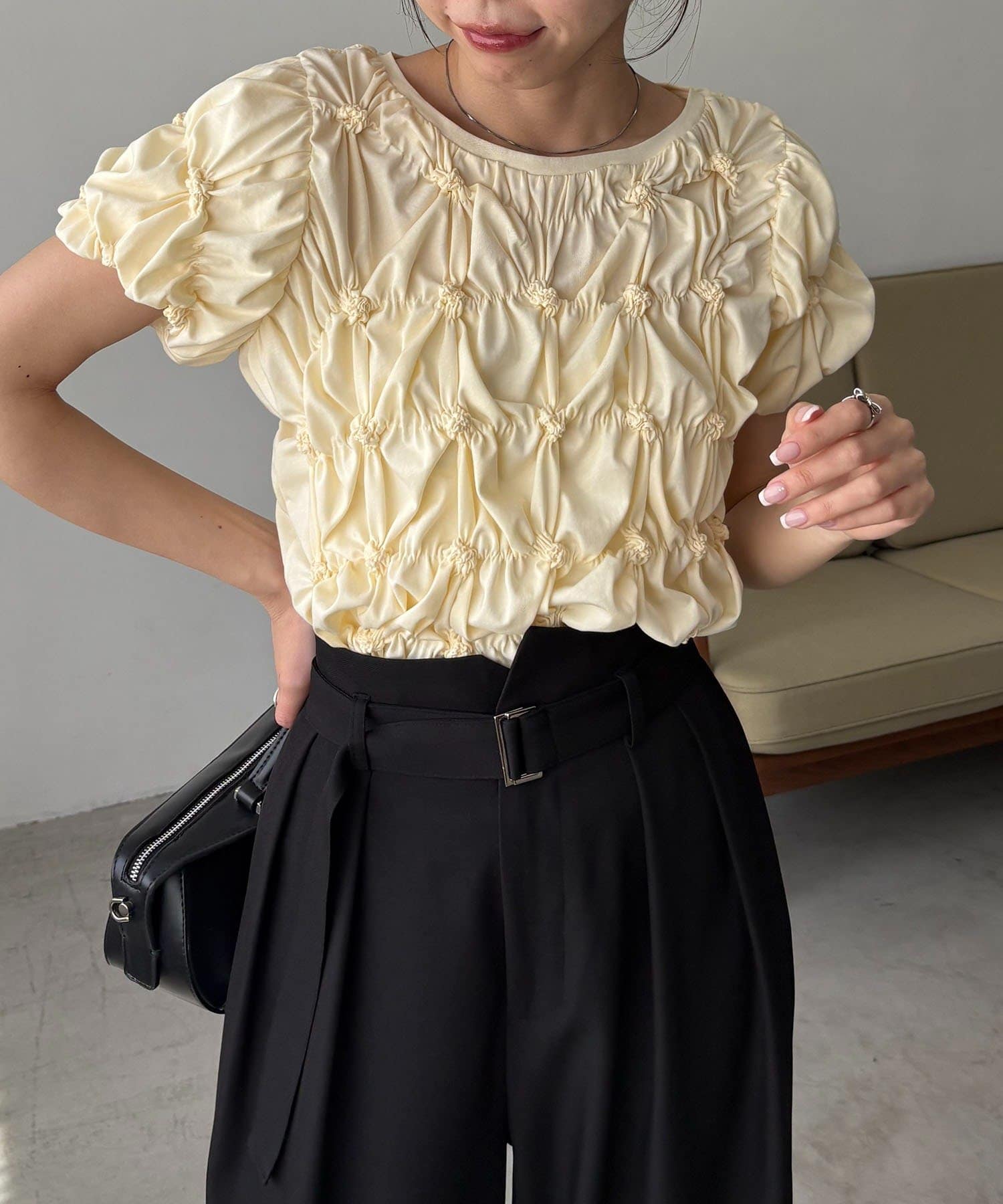 CAPRICIEUX LE'MAGE(カプリシュレマージュ) 【新色イエロー・チャコールグレー】シャーリングホイップＴ