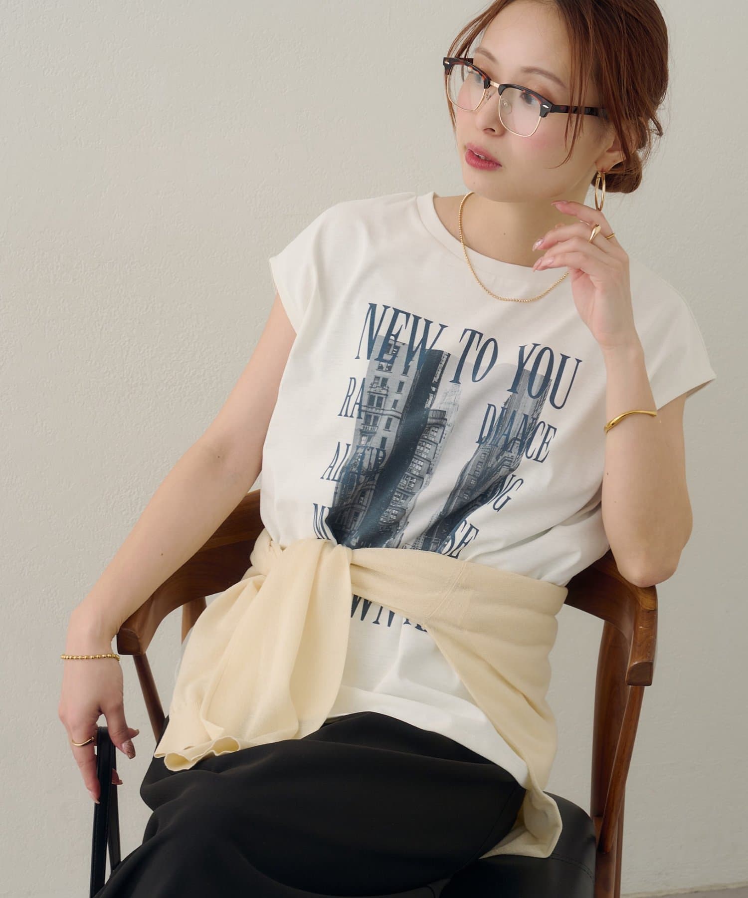 DISCOAT(ディスコート) 【Noka/汗染み防止】フォトプリントフレンチTシャツ