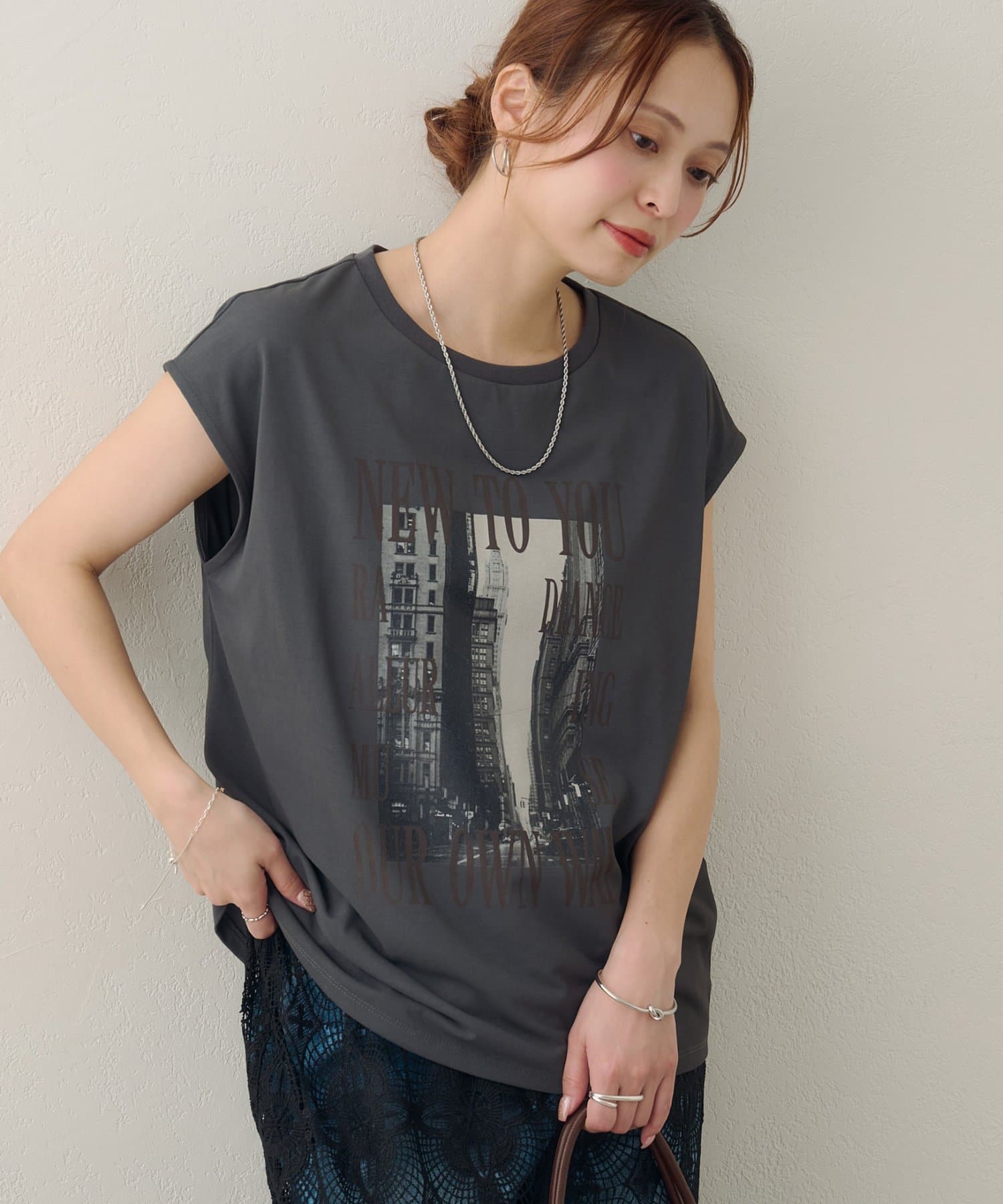 DISCOAT(ディスコート) 【Noka/汗染み防止】フォトプリントフレンチTシャツ